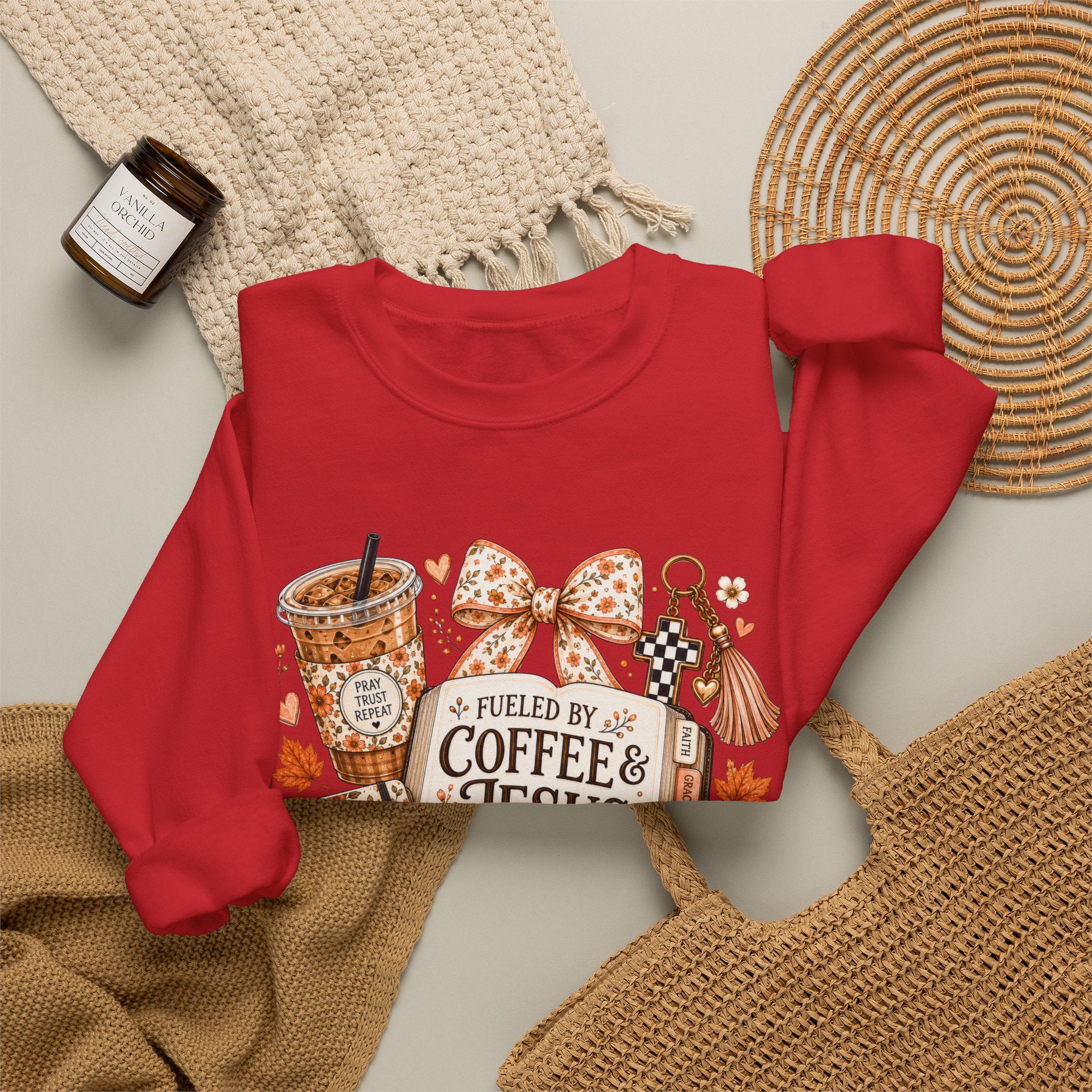 Christian Coffee Sweatshirt — "Fueled by Coffee & Jesus" Crewneck