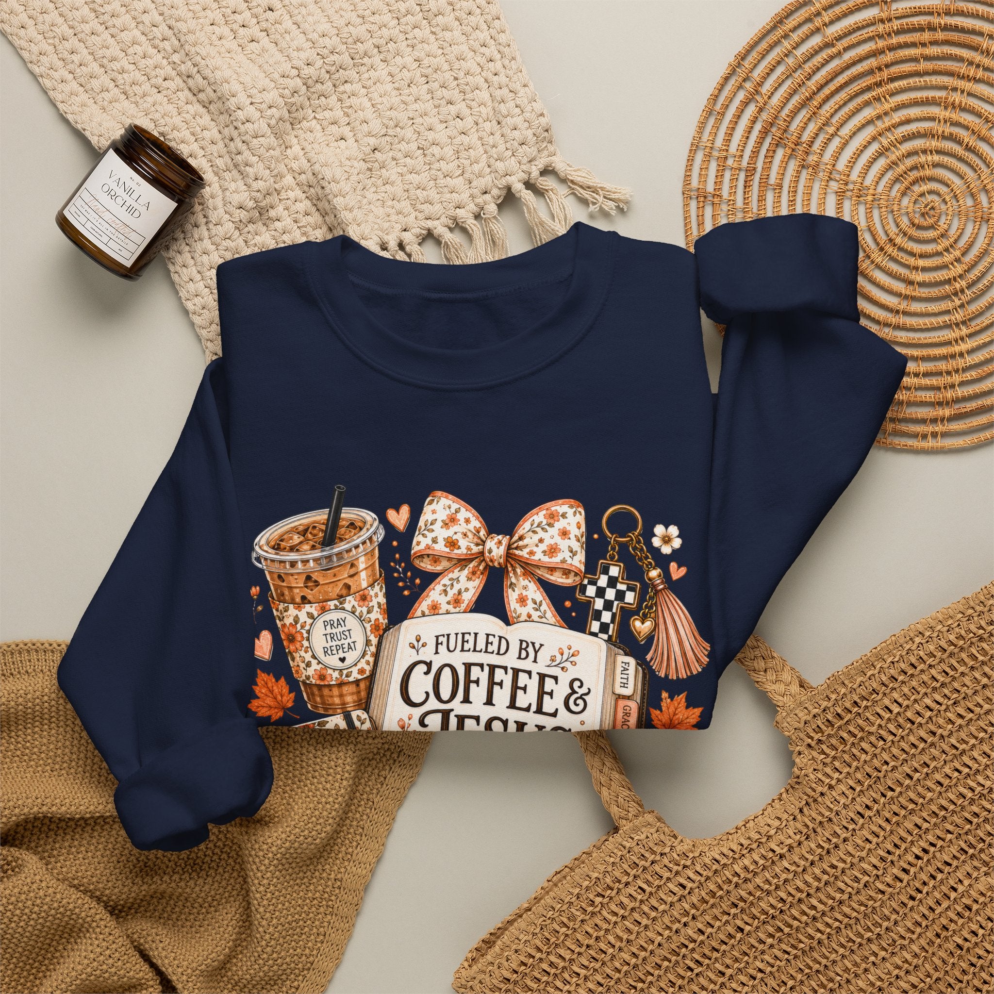 Christian Coffee Sweatshirt — "Fueled by Coffee & Jesus" Crewneck
