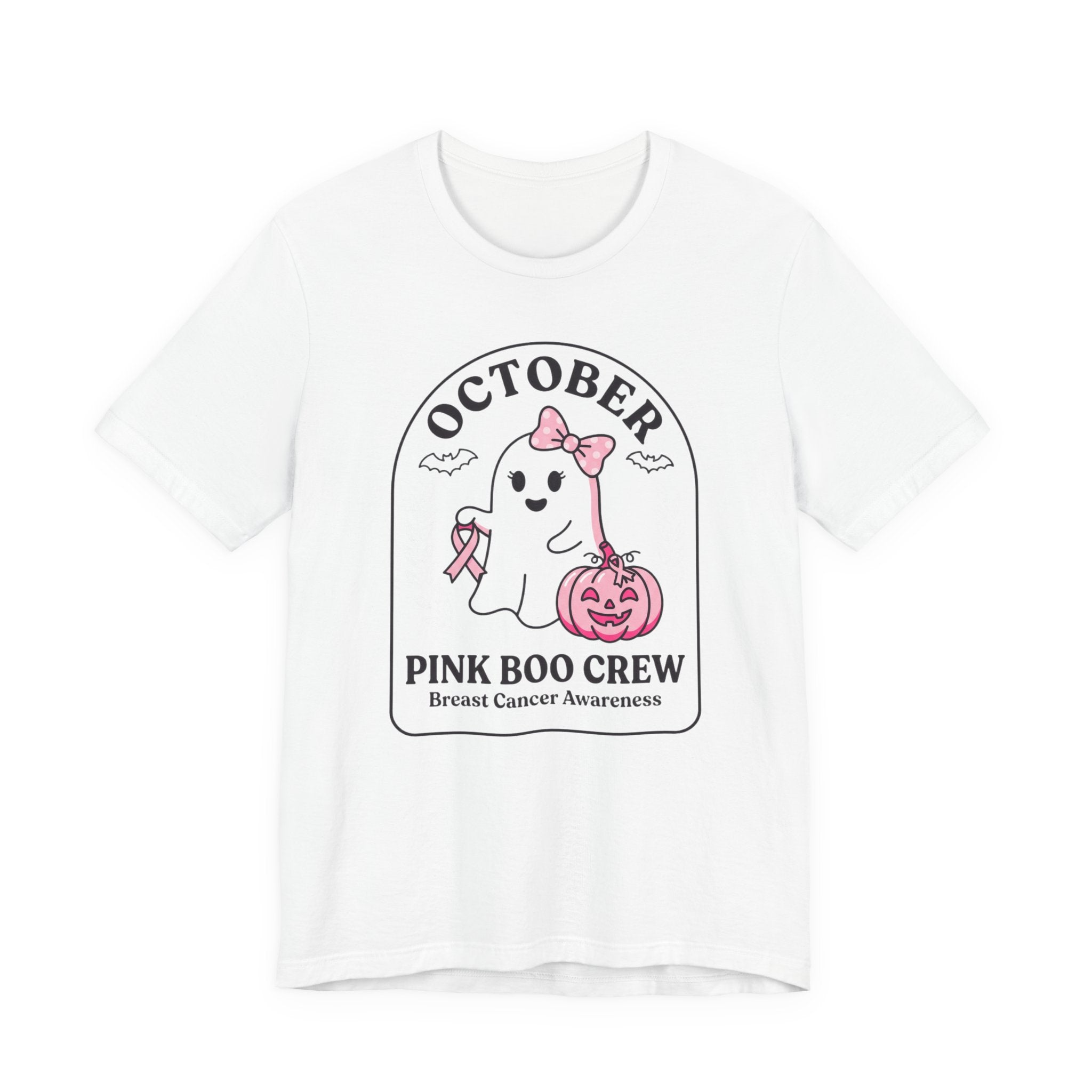 Pink Boo Crew Tee | Breast Cancer Awareness Ribbon, October Halloween Support