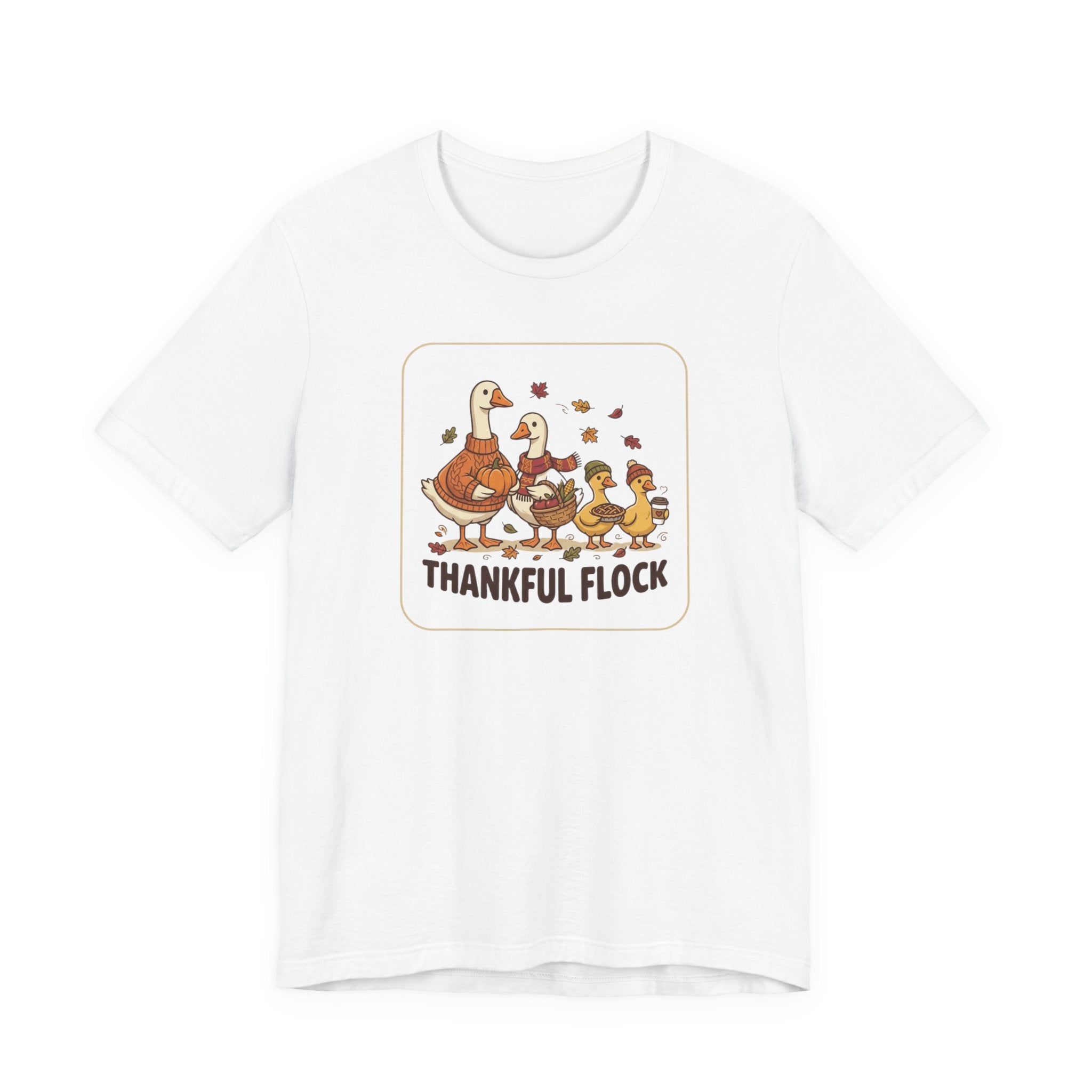 Thankful Flock Tee | Thanksgiving Harvest, Cute Turkey Family, Fall Leaves