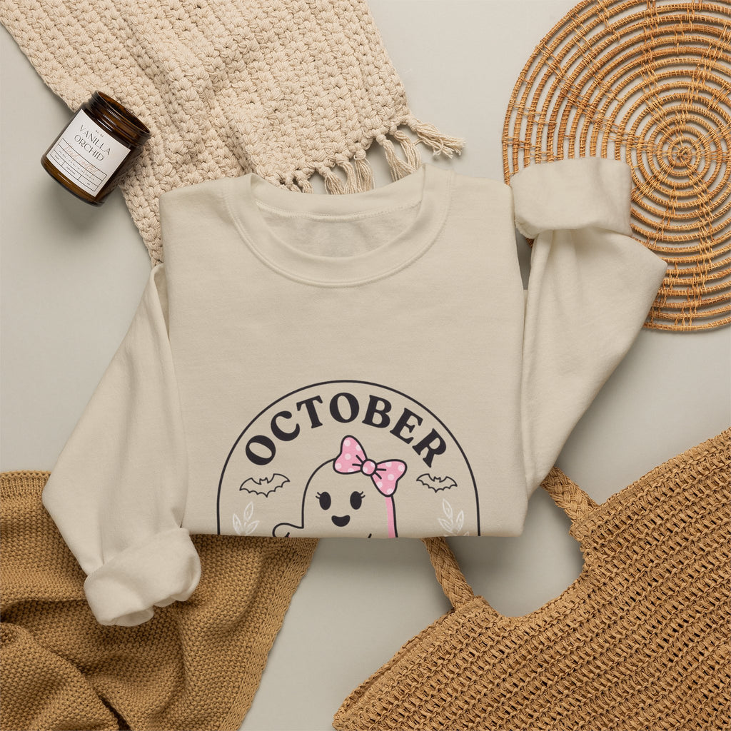 Pink Boo Crew Breast Cancer Awareness Sweatshirt | October ribbon, survivor support
