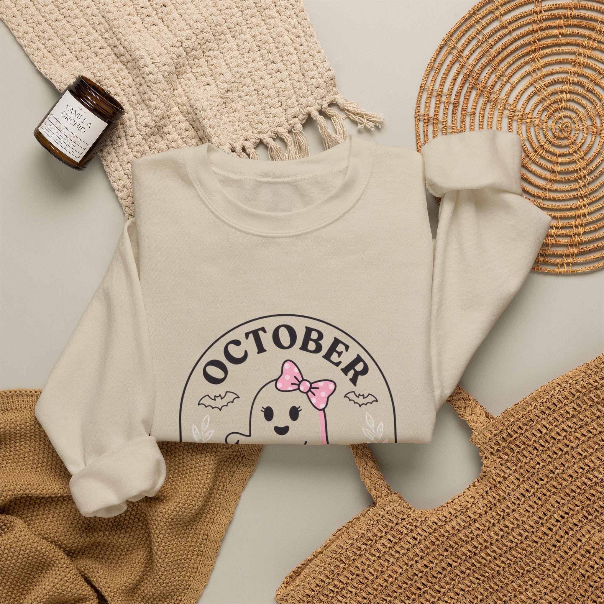 Pink Boo Crew Breast Cancer Awareness Sweatshirt | October ribbon, survivor support