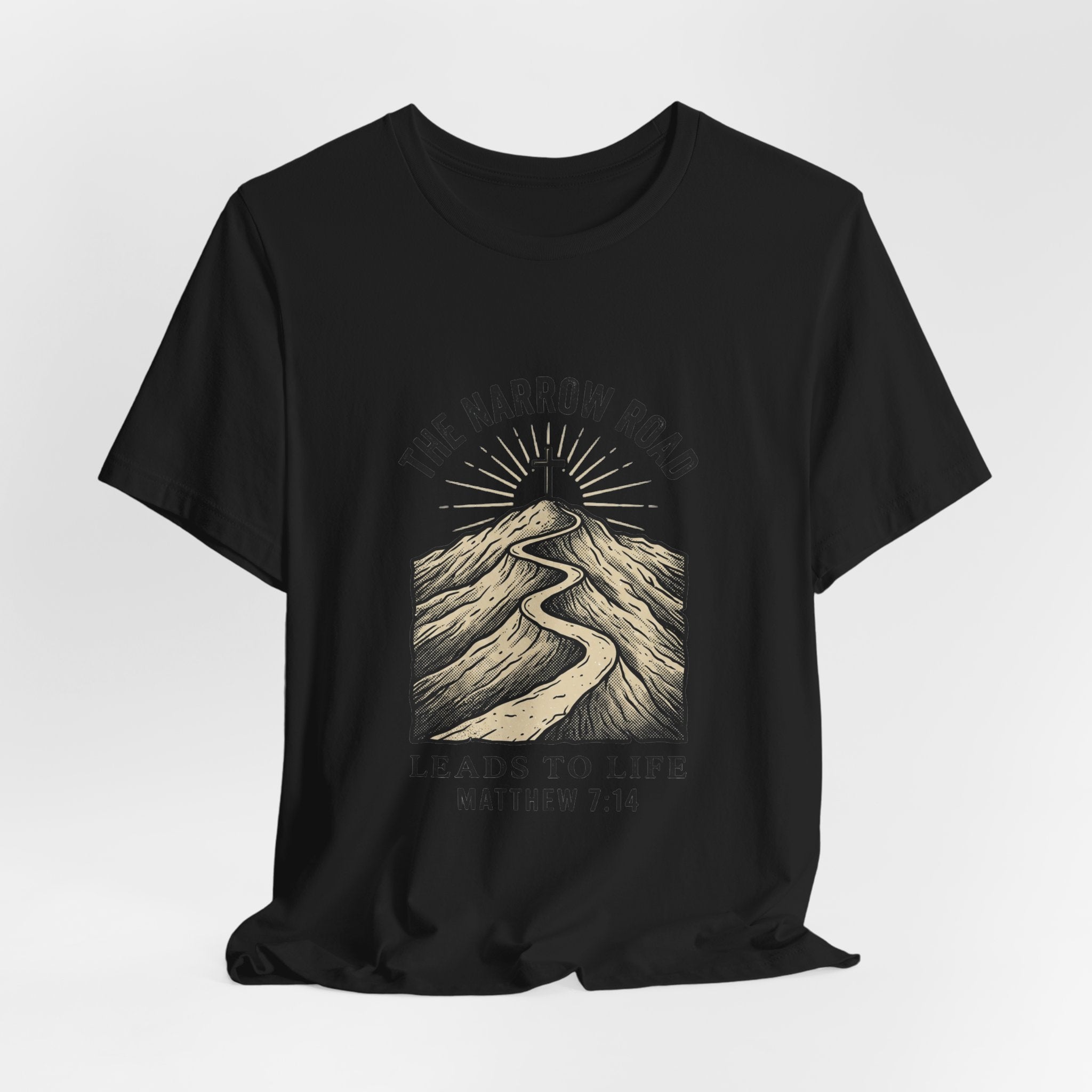 The Narrow Road Tee | Christian Streetwear, Matthew 7:14 Scripture Graphic