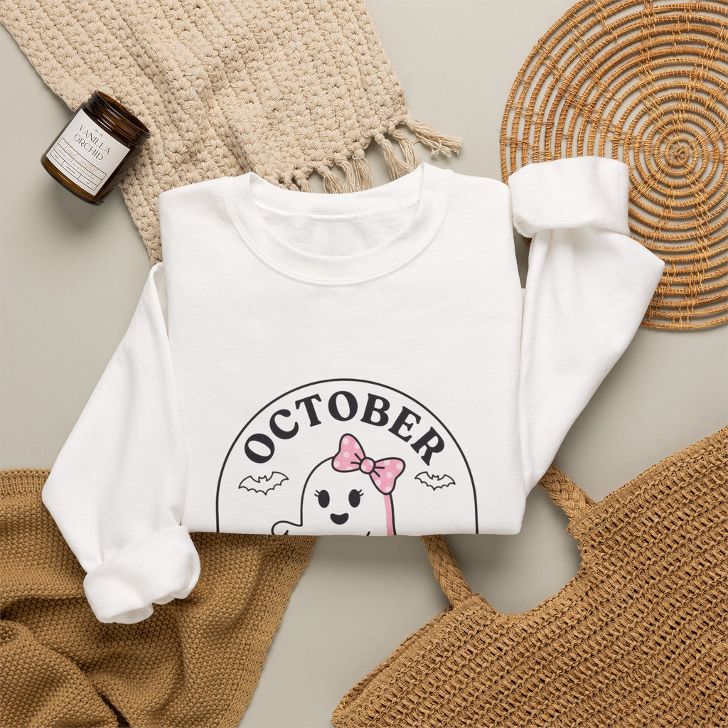Pink Boo Crew Breast Cancer Awareness Sweatshirt | October ribbon, survivor support