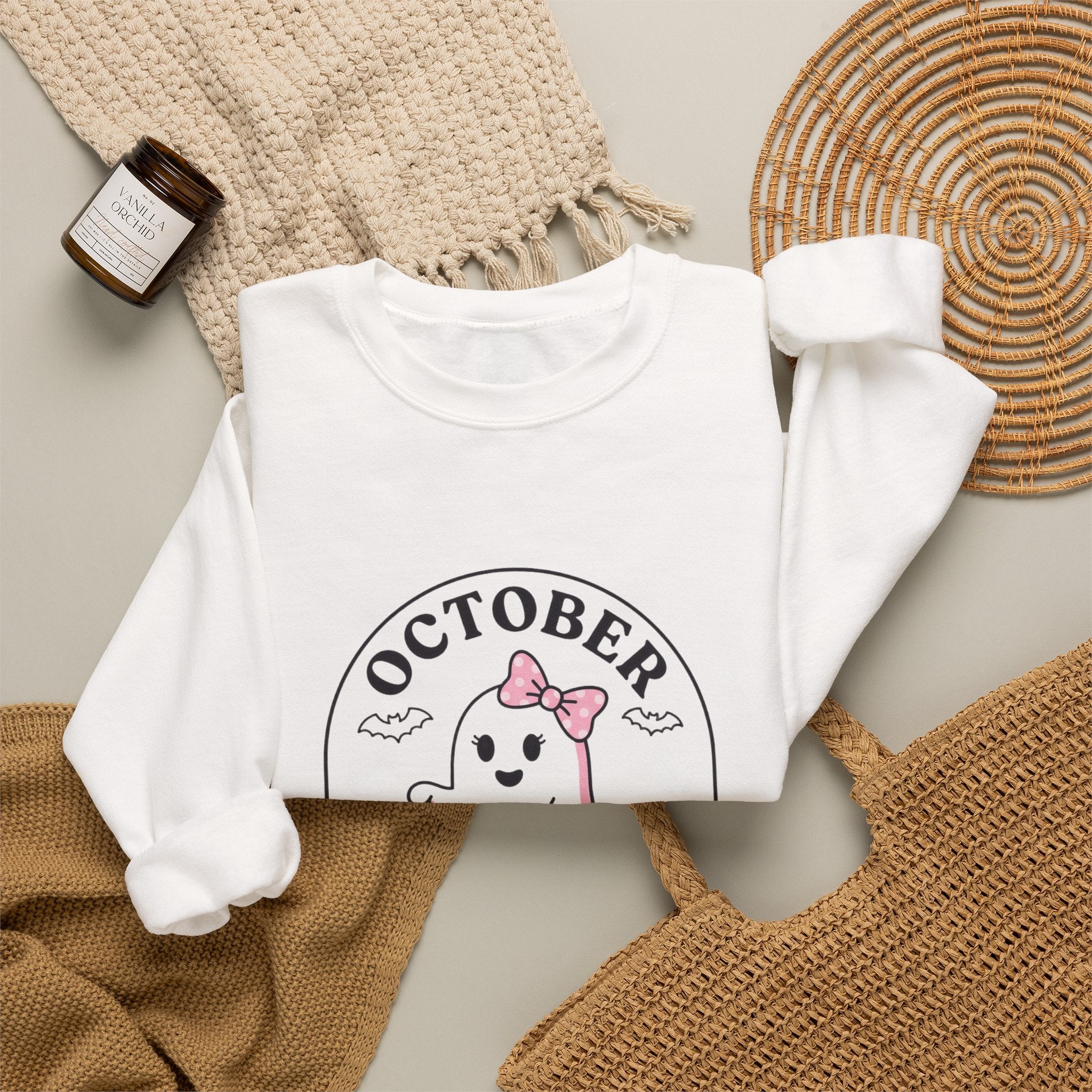 Pink Boo Crew Breast Cancer Awareness Sweatshirt | October ribbon, survivor support
