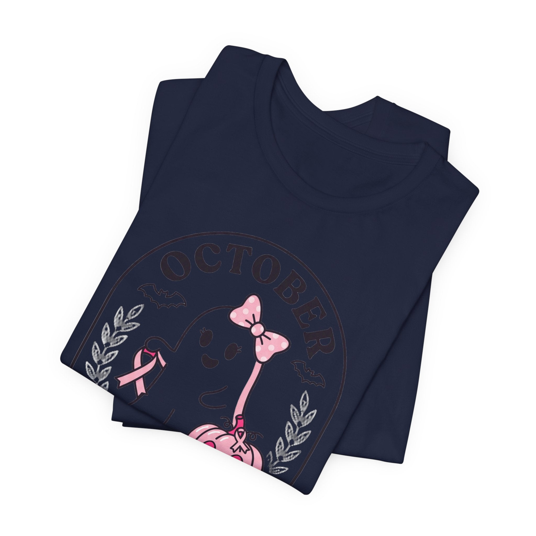 Pink Boo Crew Tee | Breast Cancer Awareness Ribbon, October Halloween Support