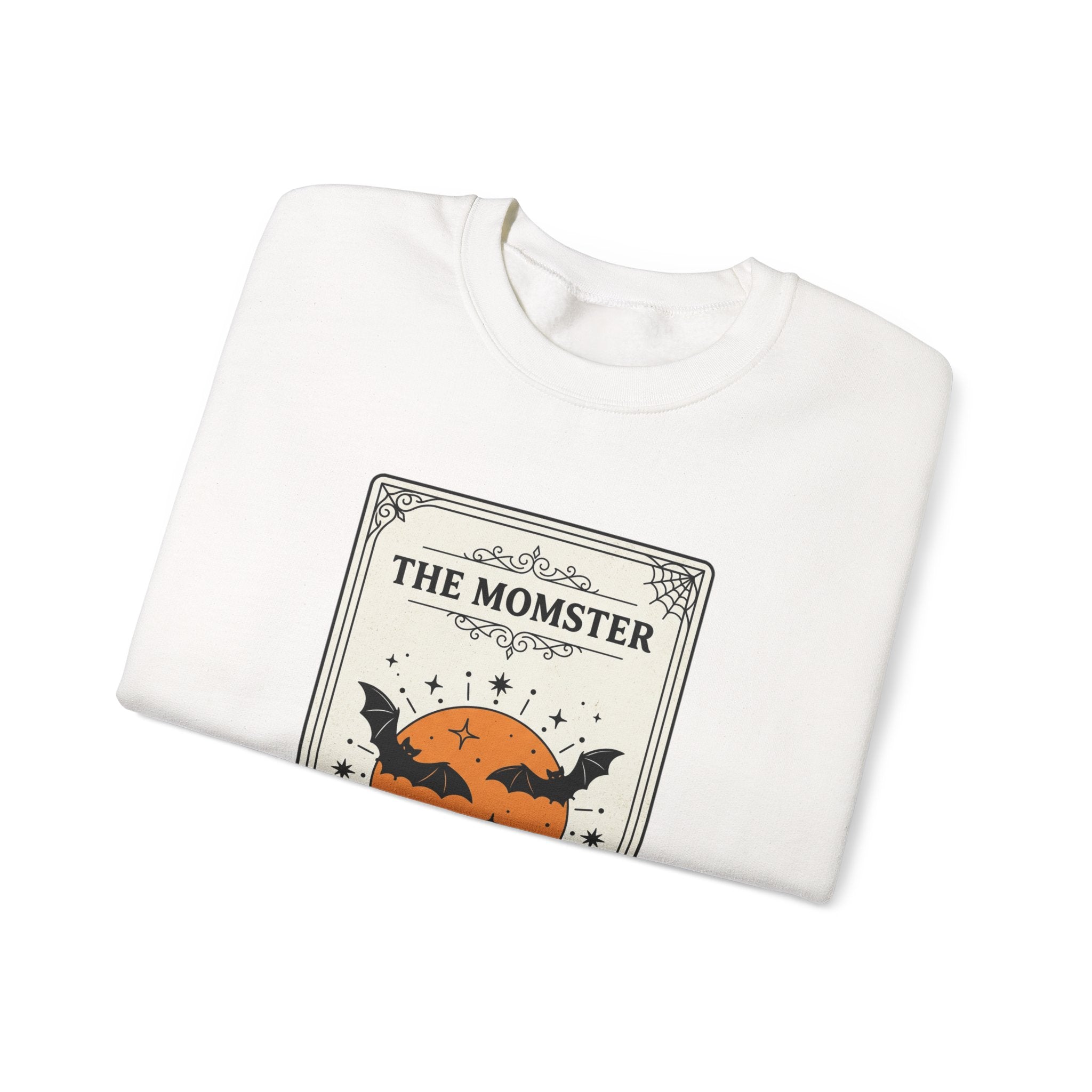 Momster Halloween Crewneck Sweatshirt | Bat Pumpkin Retro Spooky Graphic