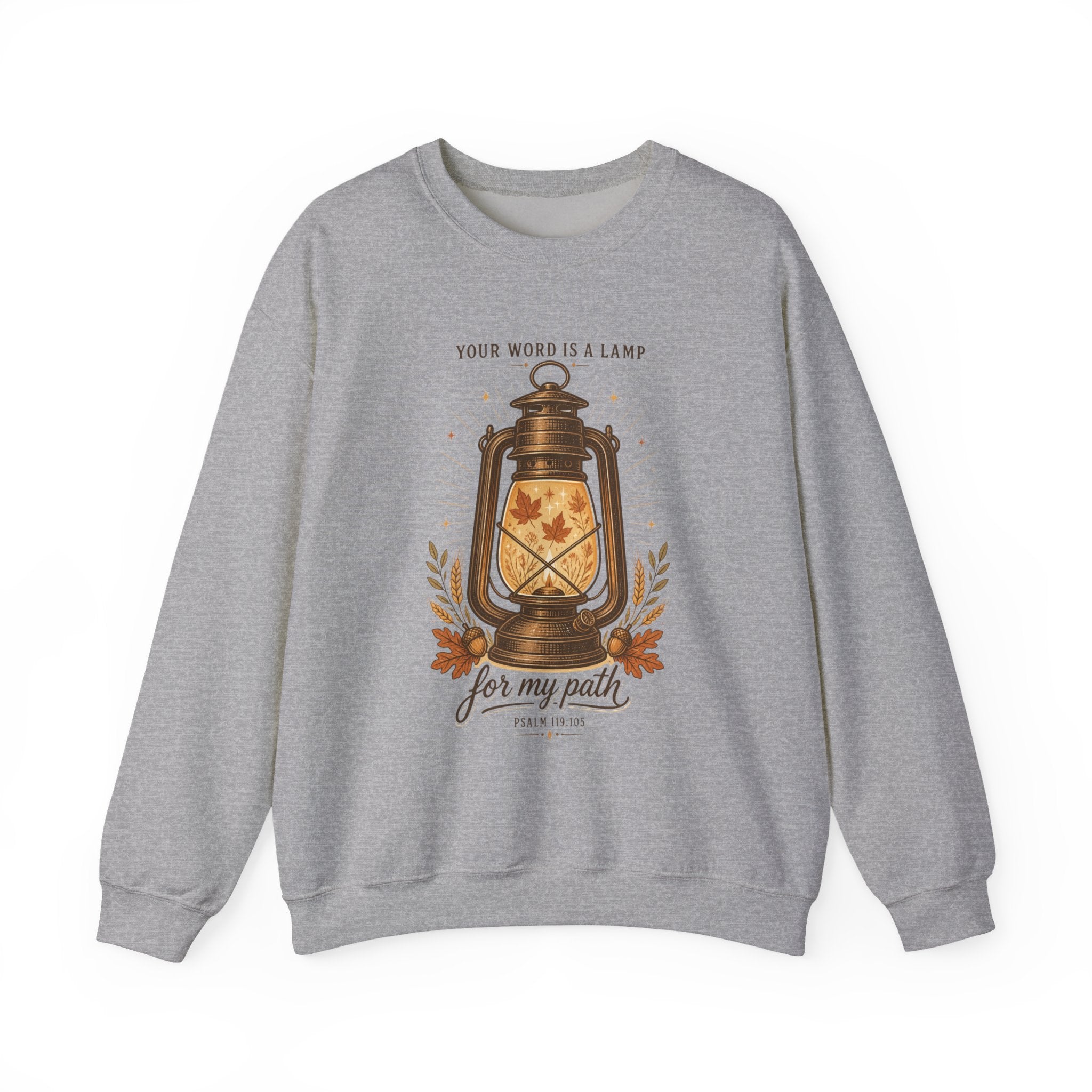 Your Word Is a Lamp Crewneck Sweatshirt | Christian Autumn, Fall Leaves