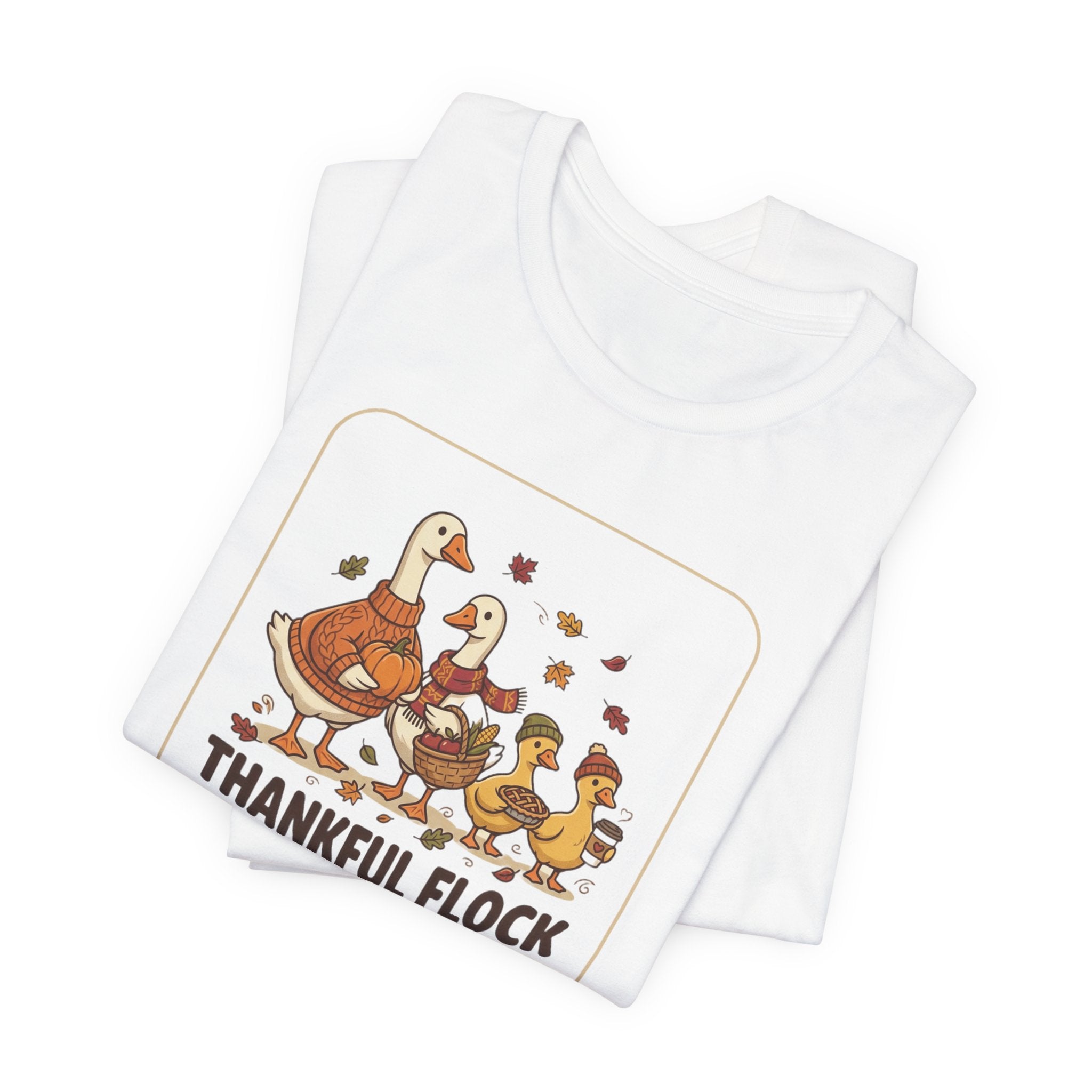 Thankful Flock Tee | Thanksgiving Harvest, Cute Turkey Family, Fall Leaves