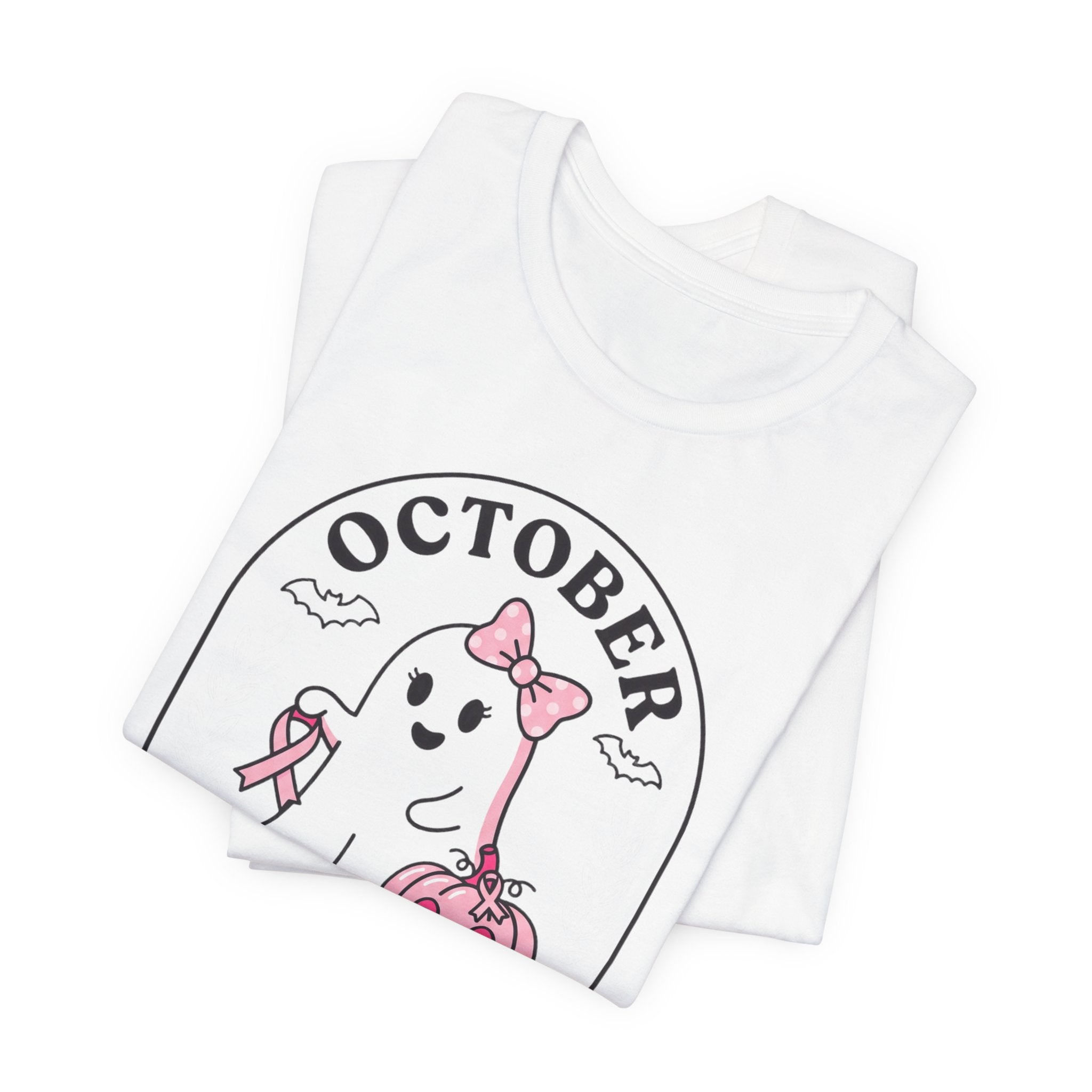 Pink Boo Crew Tee | Breast Cancer Awareness Ribbon, October Halloween Support