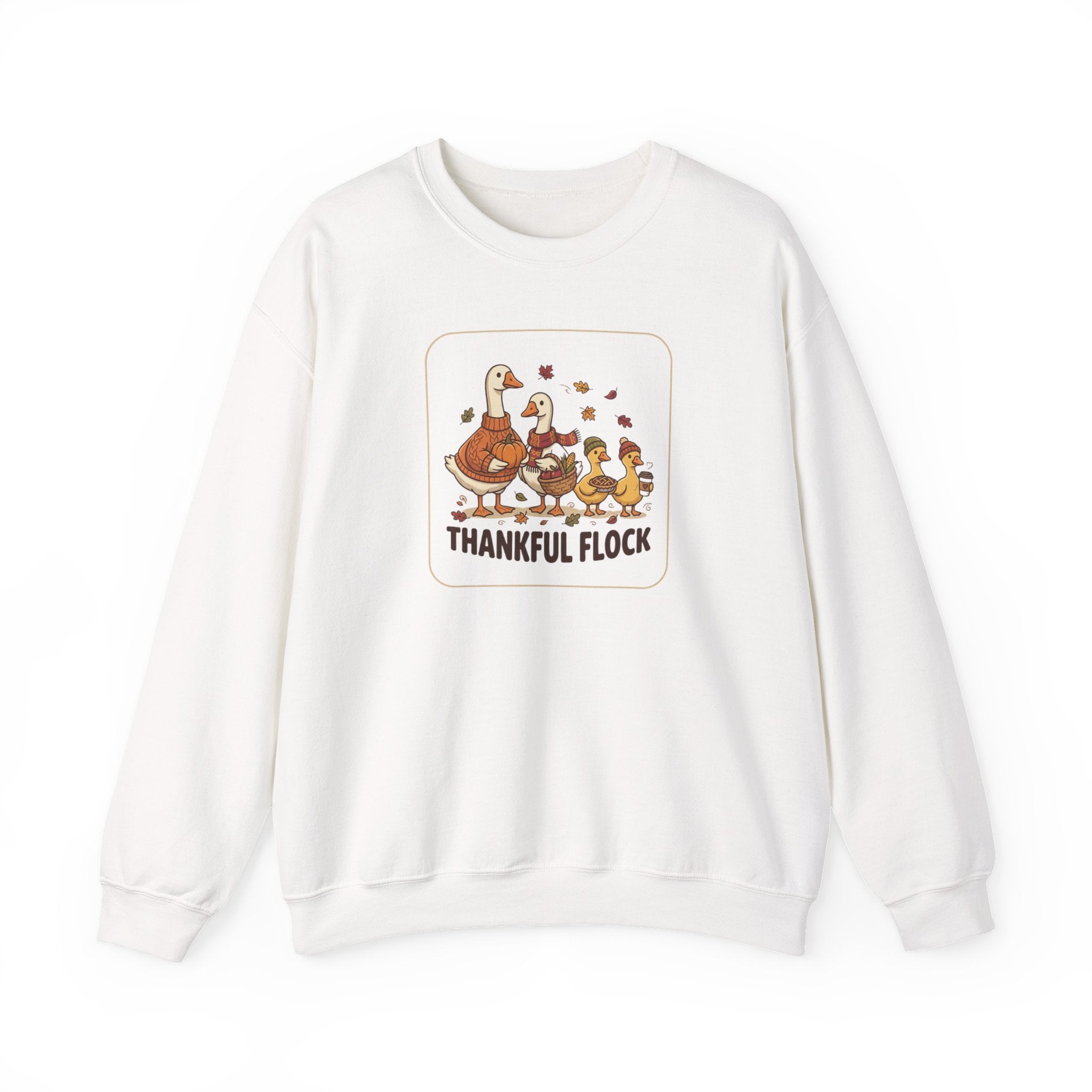 Thankful Flock Crewneck Sweatshirt | Thanksgiving Turkey, Fall Foliage