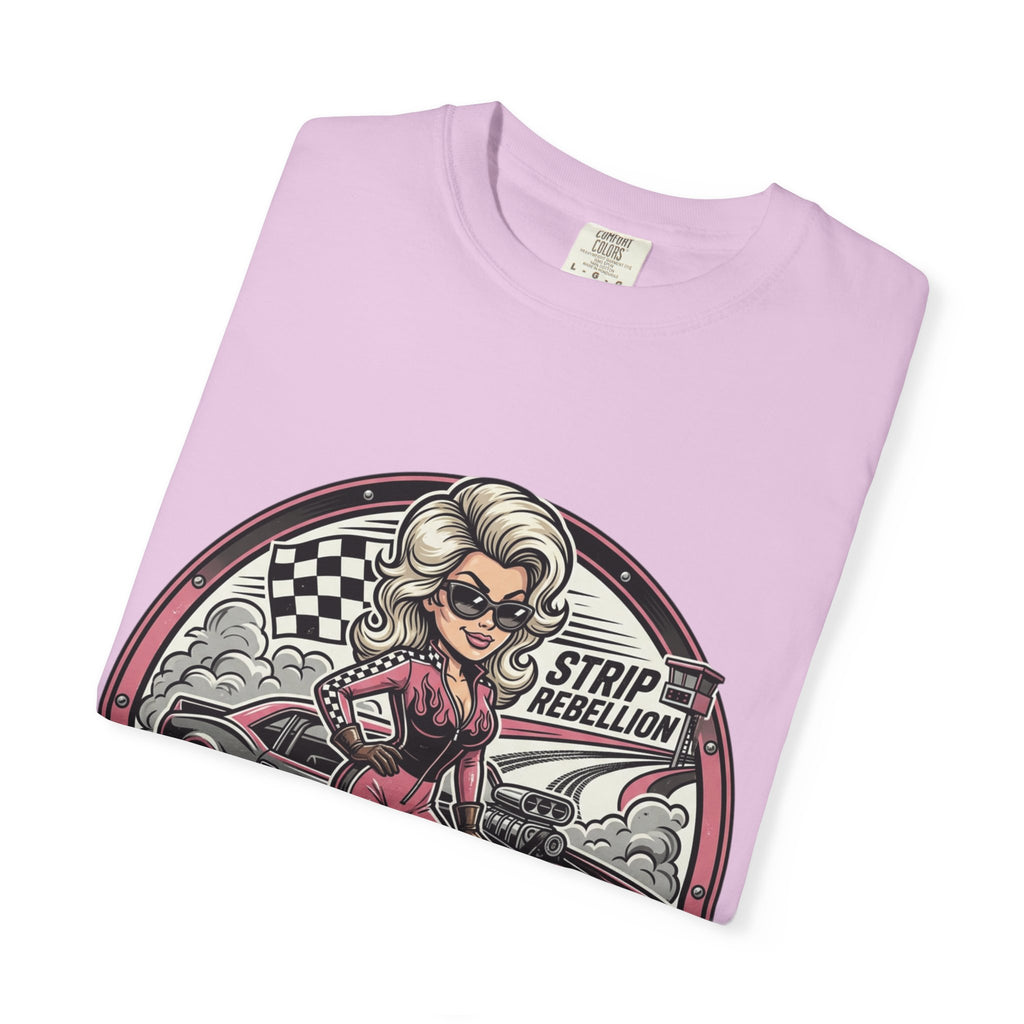 You Just Got Beat By A Girl Racecar T-Shirt — Pinup Girl 'Strip Rebellion' Racing Tee