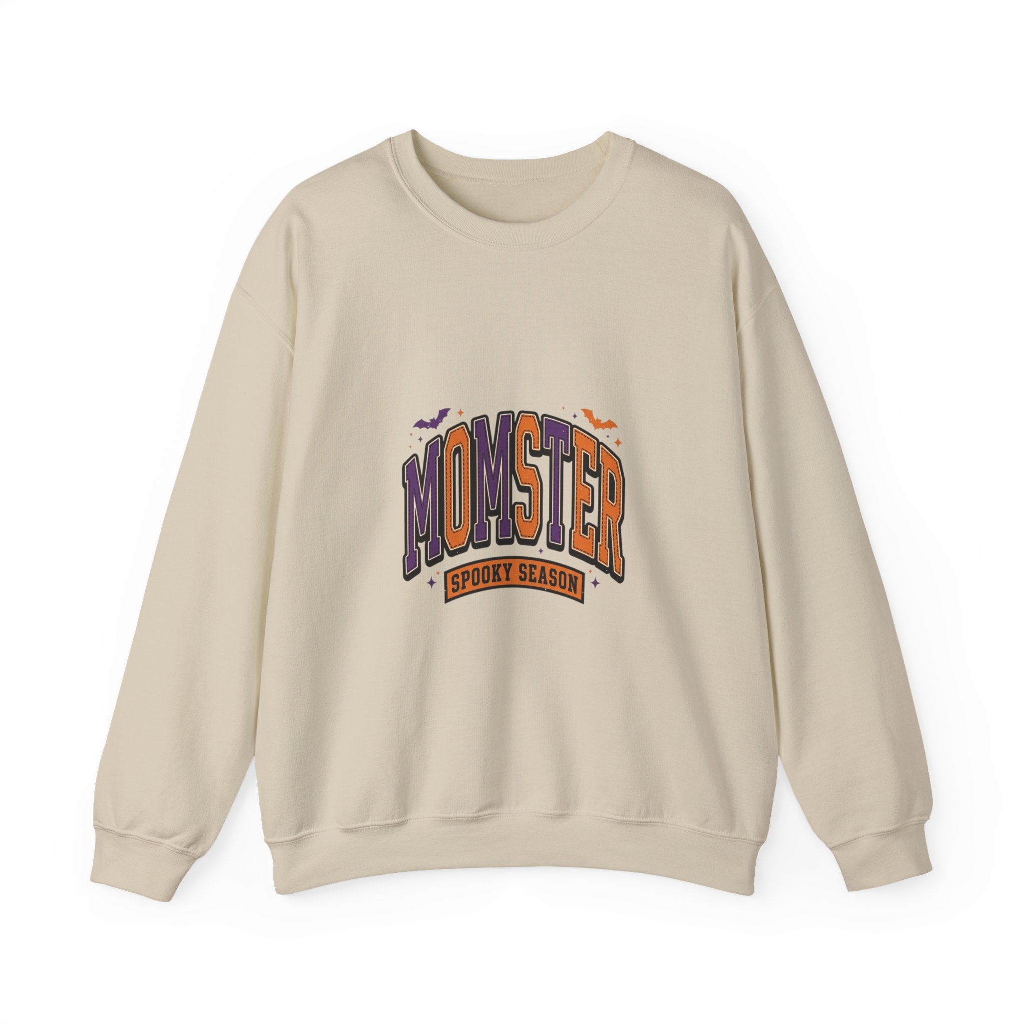 Momster Spooky Season Crewneck Sweatshirt | Halloween mom, bats, vintage orange-purple