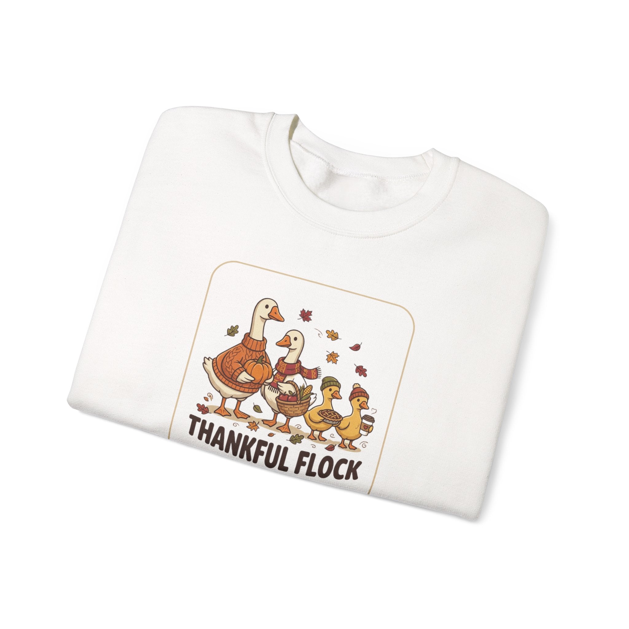 Thankful Flock Crewneck Sweatshirt | Thanksgiving Turkey, Fall Foliage