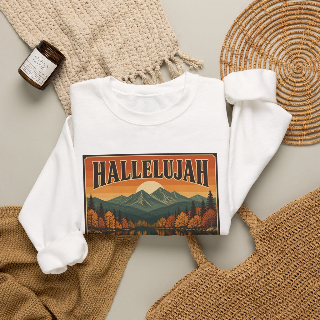 Hallelujah Mountain Harvest Crewneck Sweatshirt | Christian Autumn, Fall Leaves