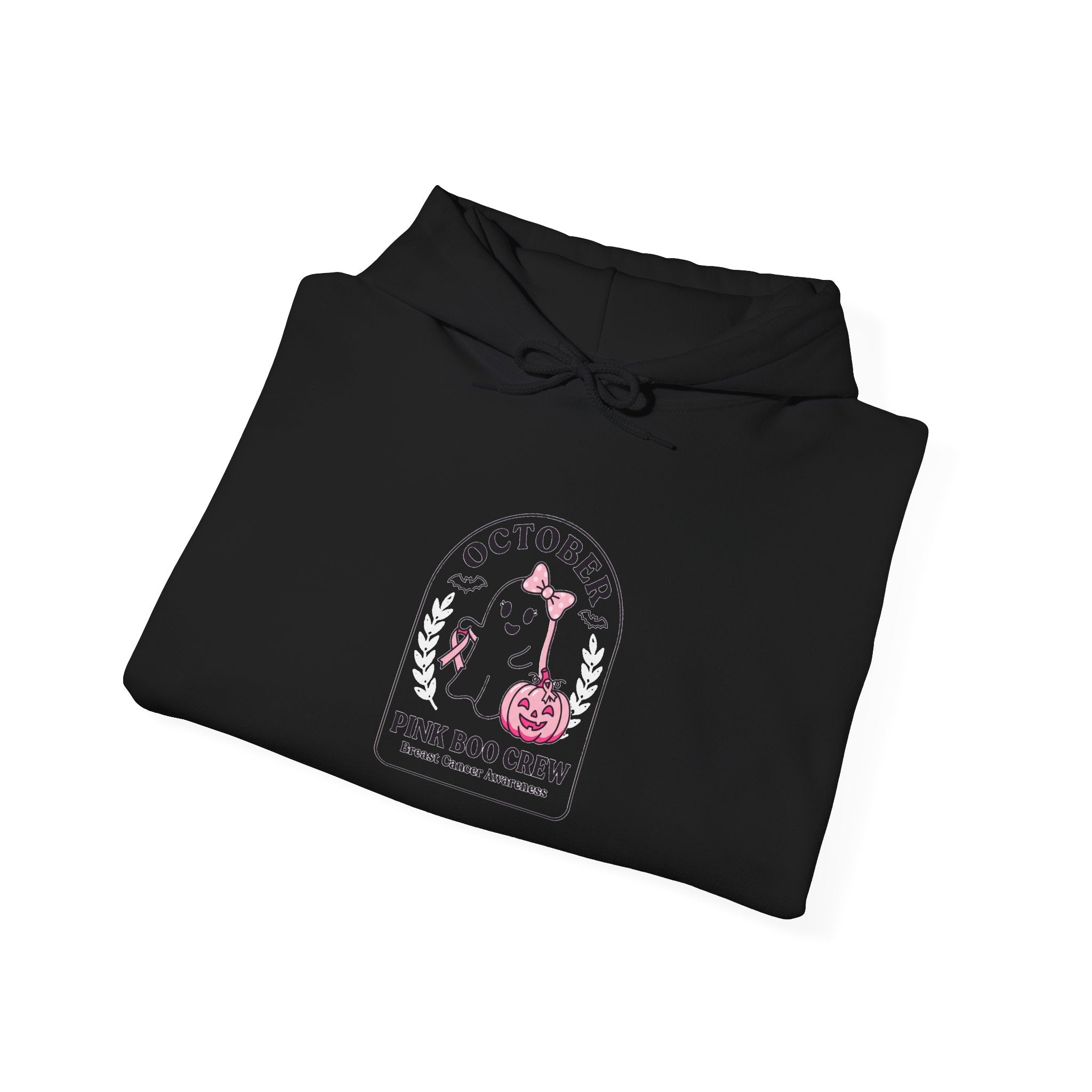 October Pink Dog Crew Hoodie | Breast Cancer Awareness Ribbon, Support Tee