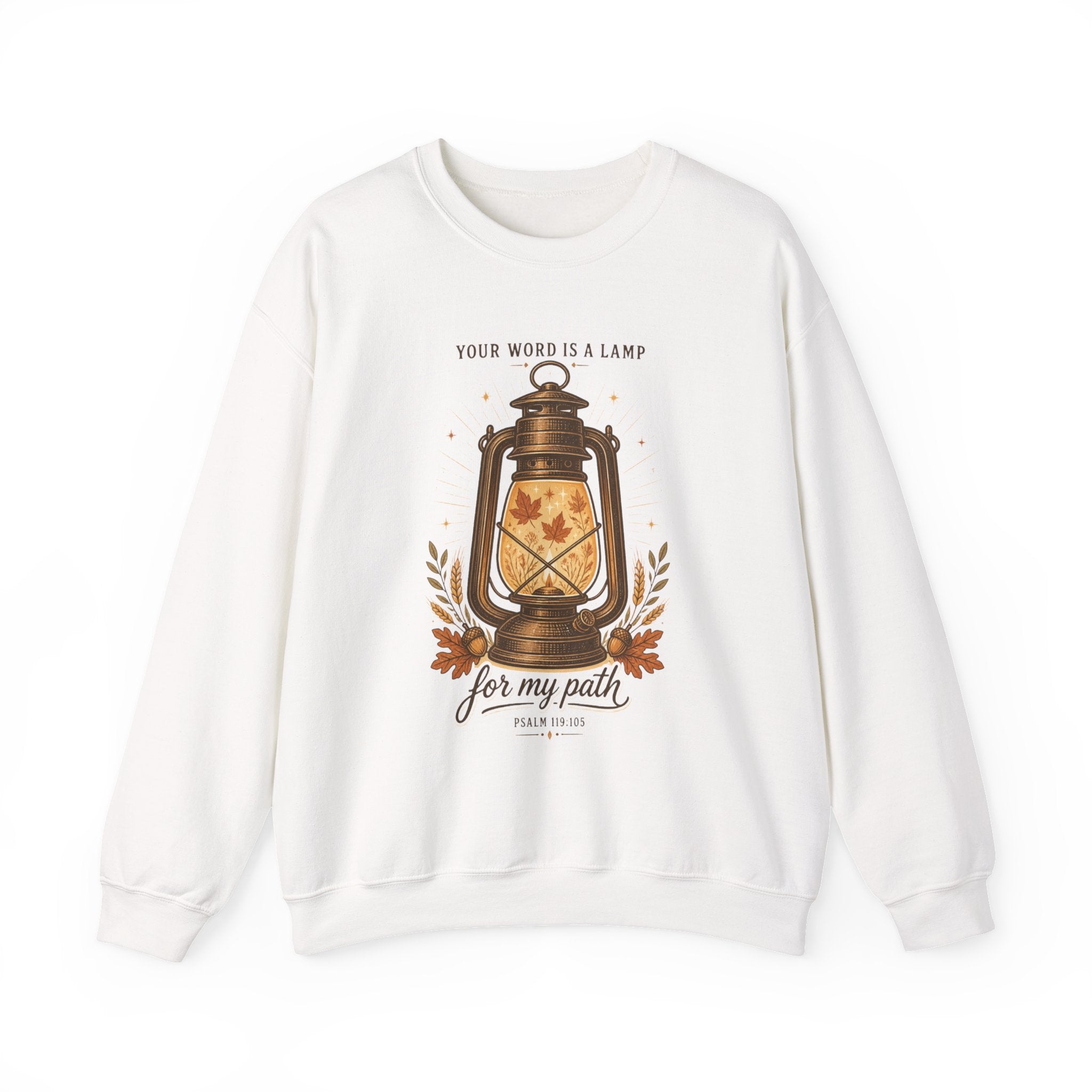 Your Word Is a Lamp Crewneck Sweatshirt | Christian Autumn, Fall Leaves