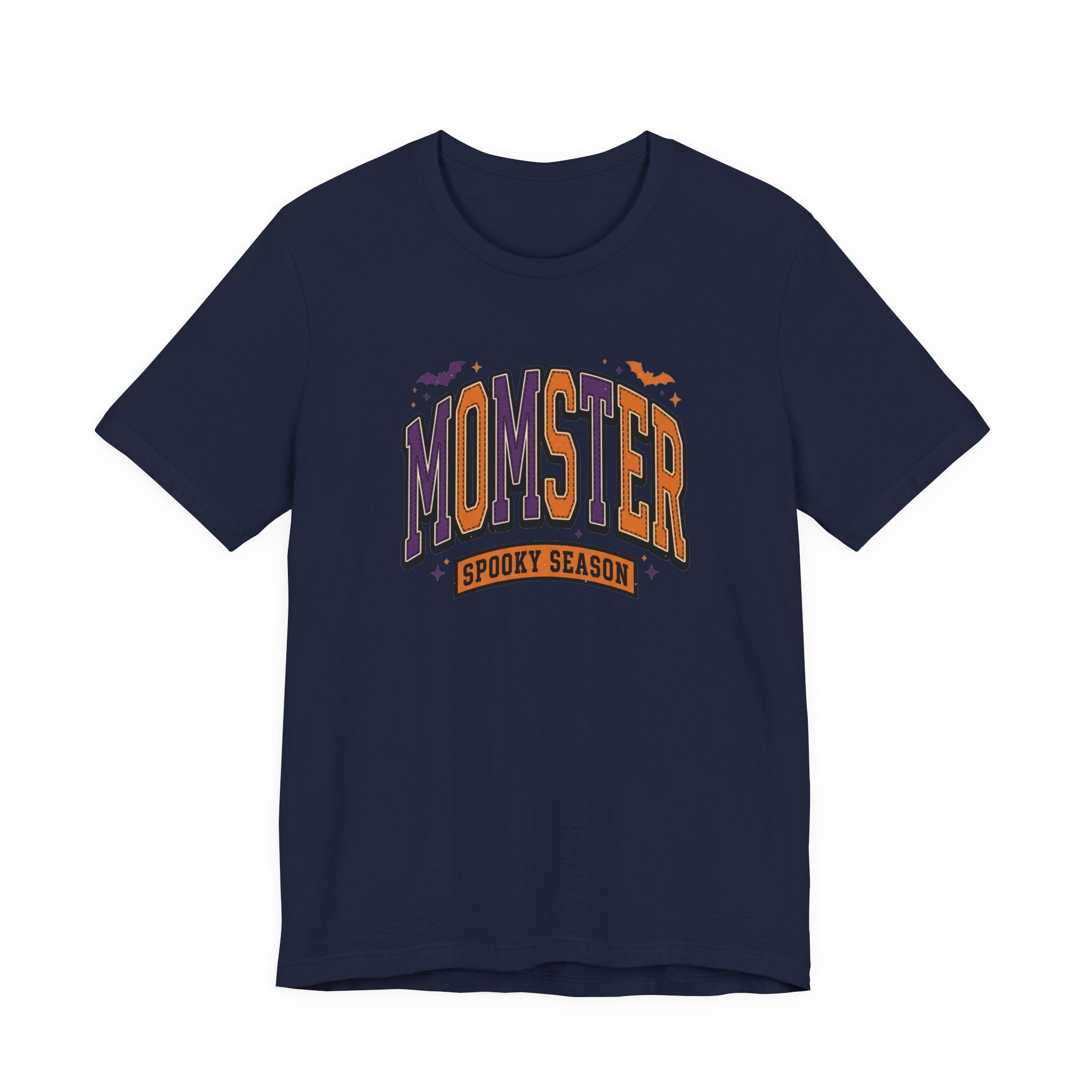 Momster Spooky Season Tee | Halloween Mom shirt, bats, purple & orange