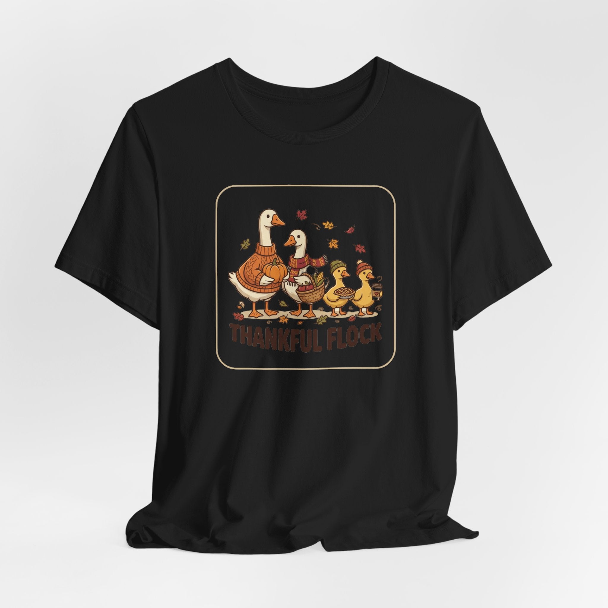 Thankful Flock Tee | Thanksgiving Harvest, Cute Turkey Family, Fall Leaves