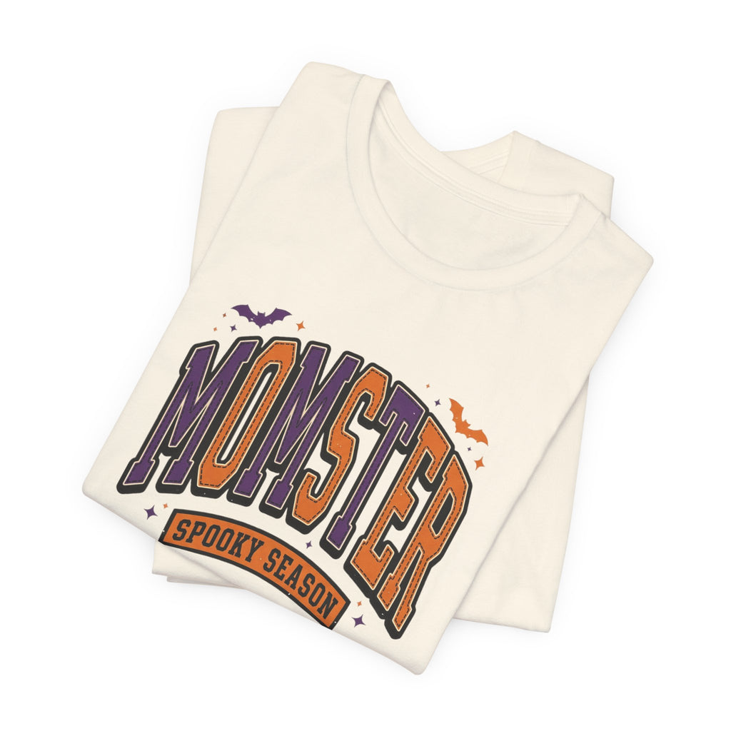Momster Spooky Season Tee | Halloween Mom shirt, bats, purple & orange
