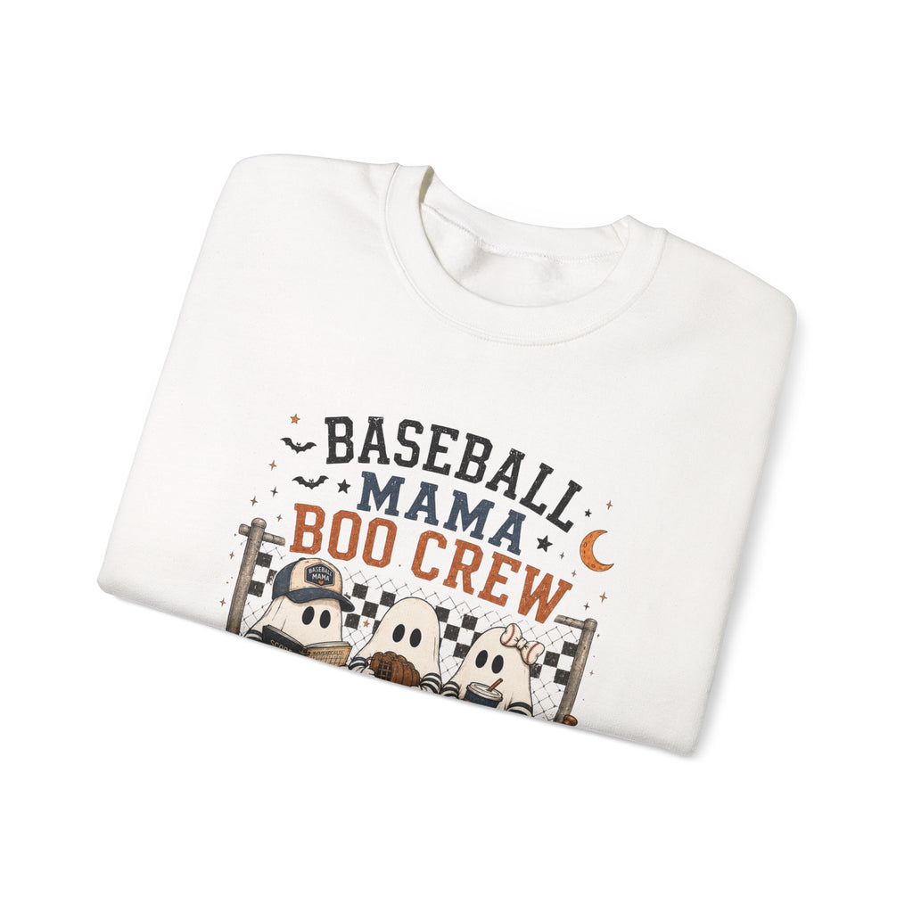 Baseball Mama Boo Crew Sweatshirt — Halloween Baseball Mom Pullover