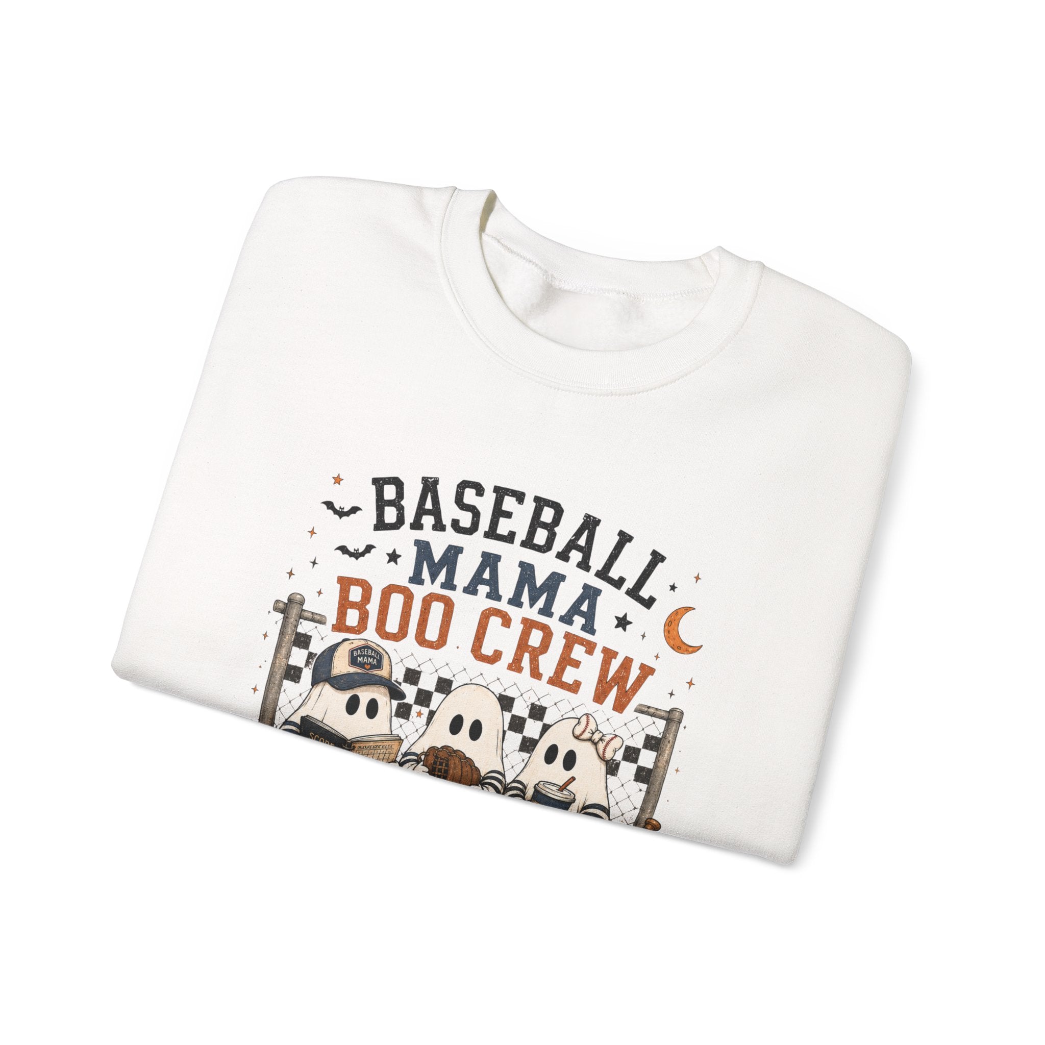 Baseball Mama Boo Crew Sweatshirt — Halloween Baseball Mom Pullover