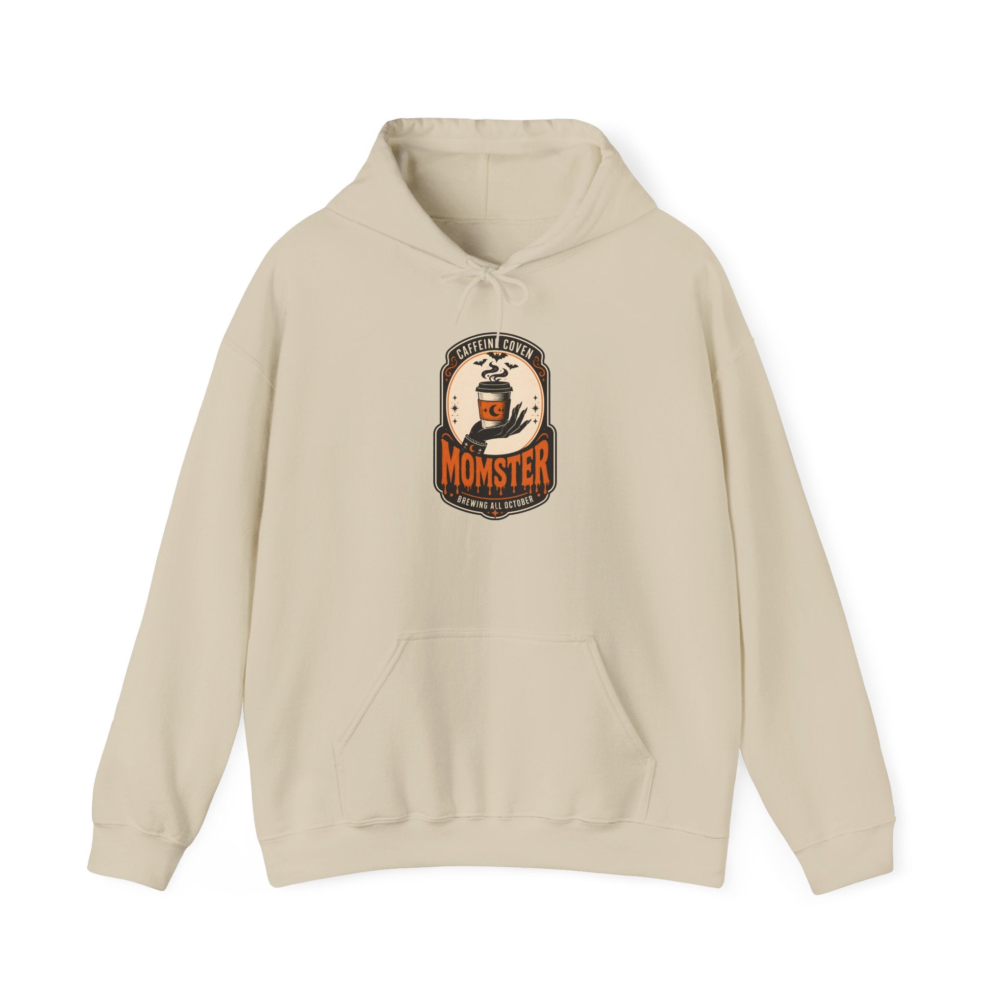 Momster Vampire Logo Hoodie | Halloween mom graphic, bats, distressed lettering