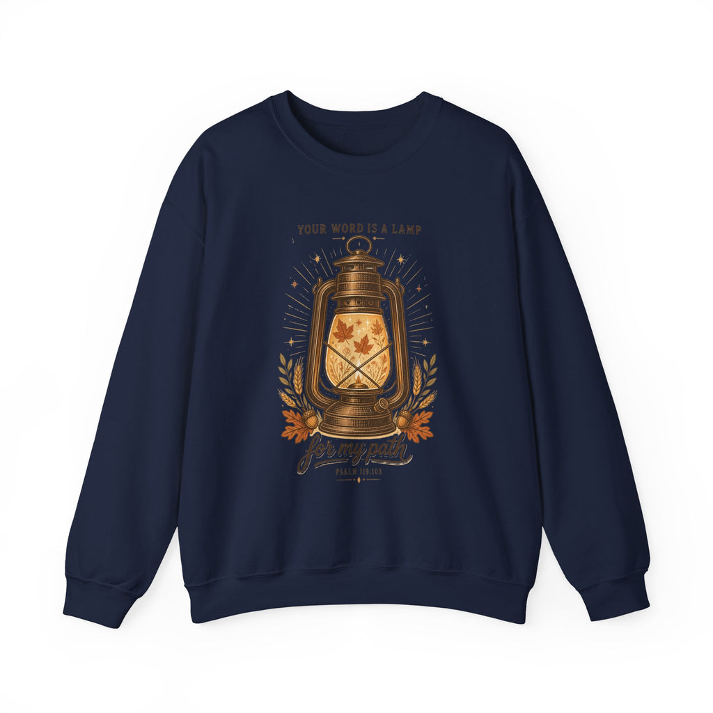 Your Word Is a Lamp Crewneck Sweatshirt | Christian Autumn, Fall Leaves