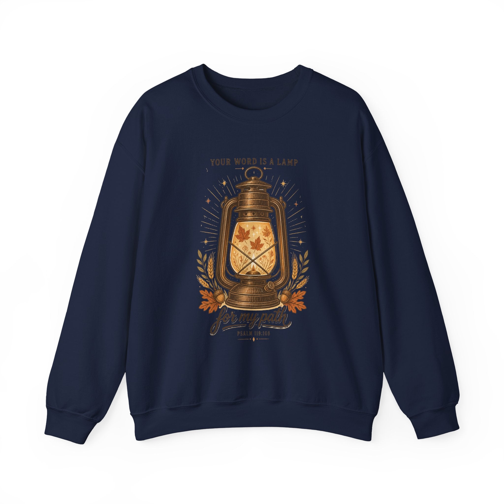 Your Word Is a Lamp Crewneck Sweatshirt | Christian Autumn, Fall Leaves