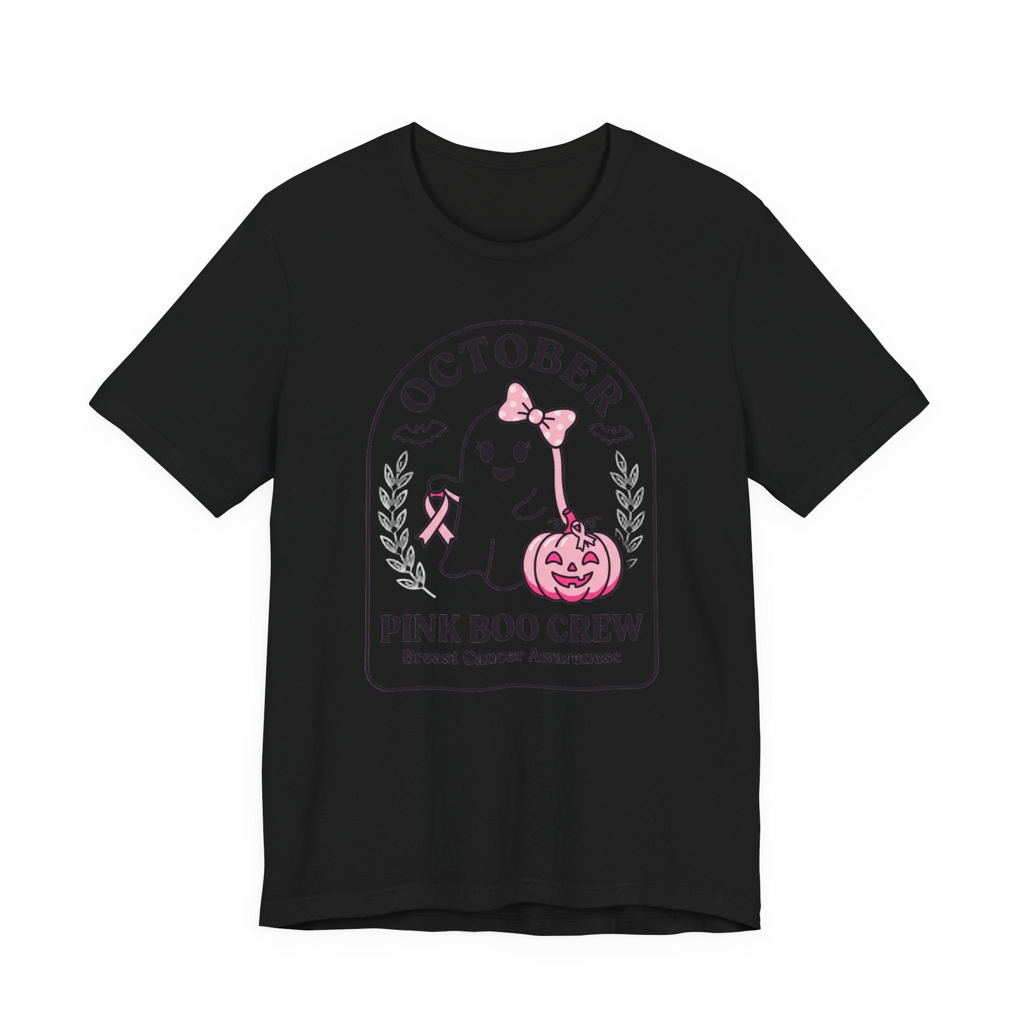 Pink Boo Crew Tee | Breast Cancer Awareness Ribbon, October Halloween Support