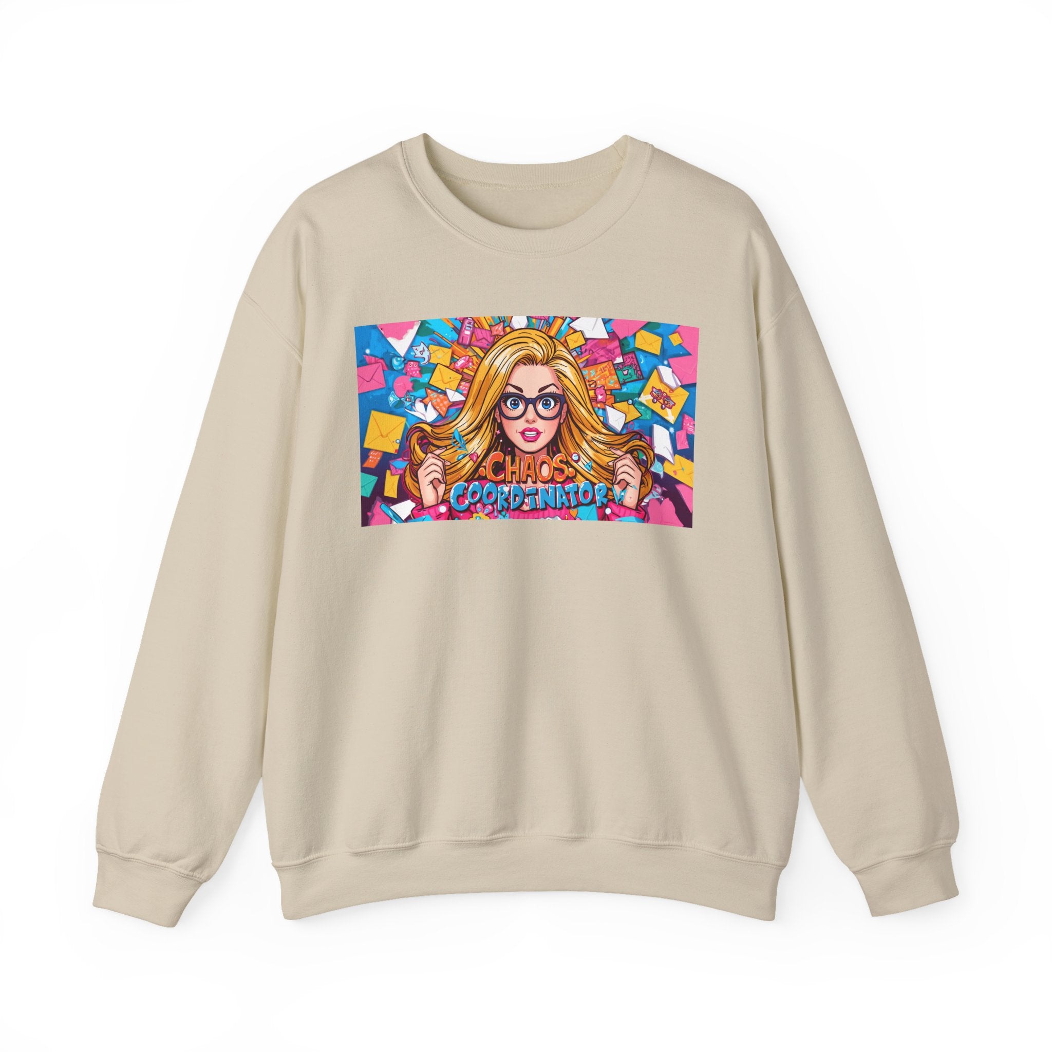 Crewneck Sweatshirt — Colorful ‘Chaos Coordinator’ Pop Art Graphic