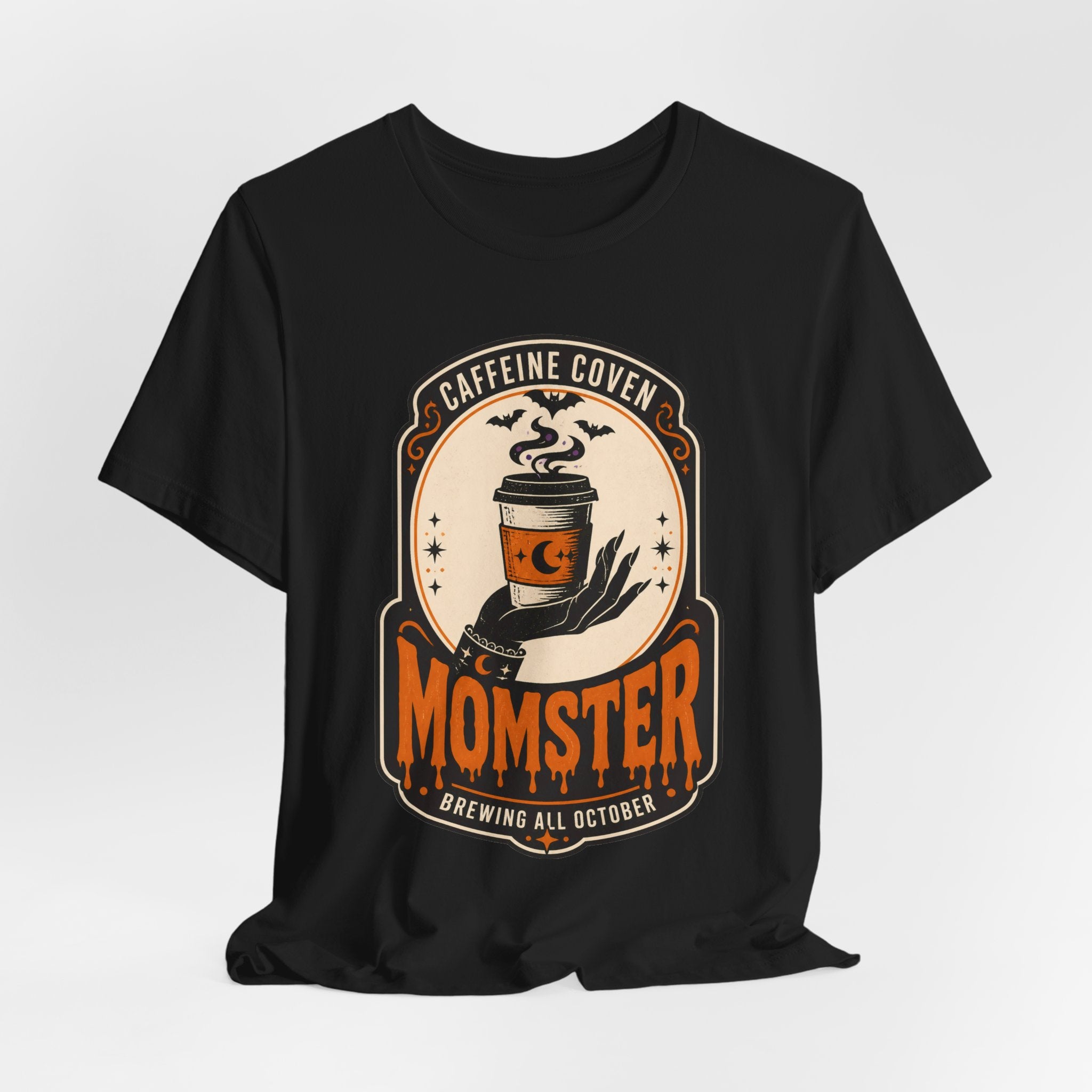 Momster Caffeine Coven Tee | Halloween Mom shirt, spooky coffee graphic