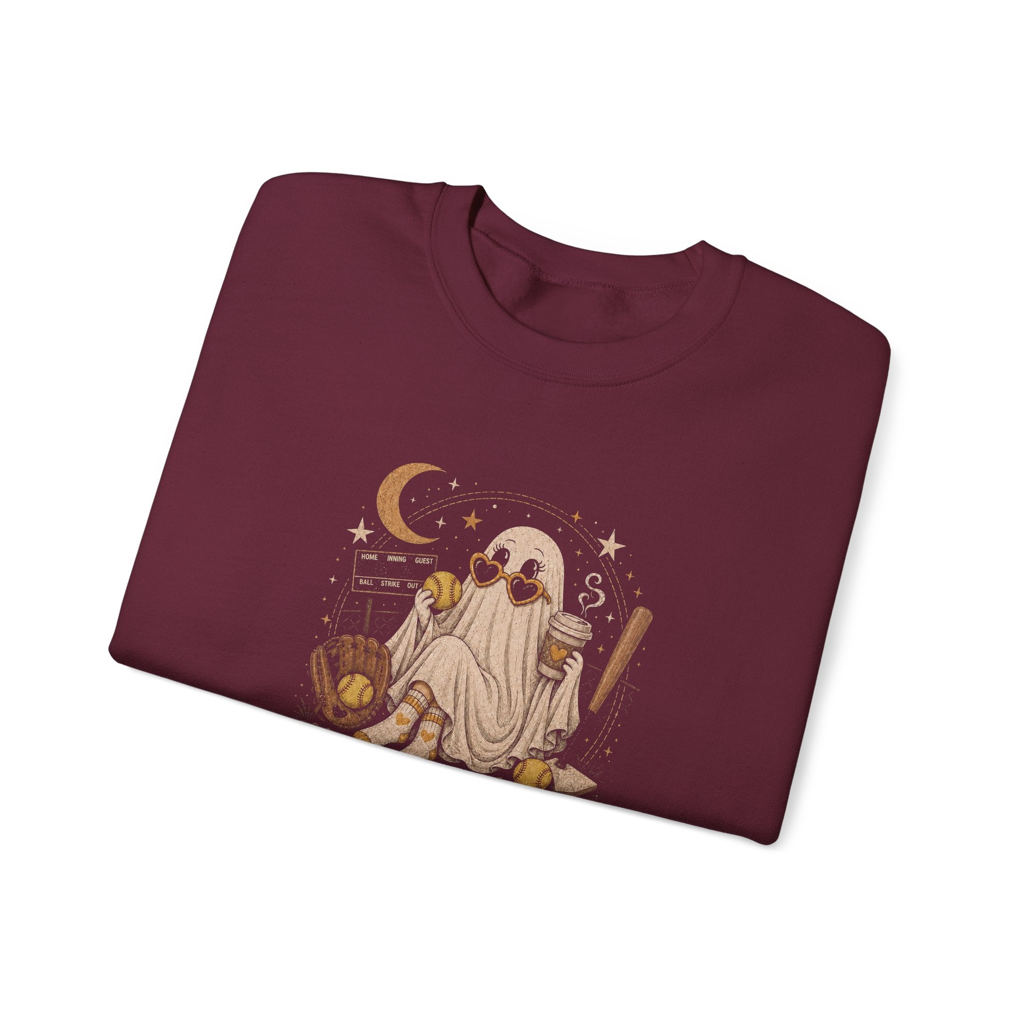 Fall Ball Ghost Sweatshirt — Cute Halloween Crewneck for Fall Baseball Fans
