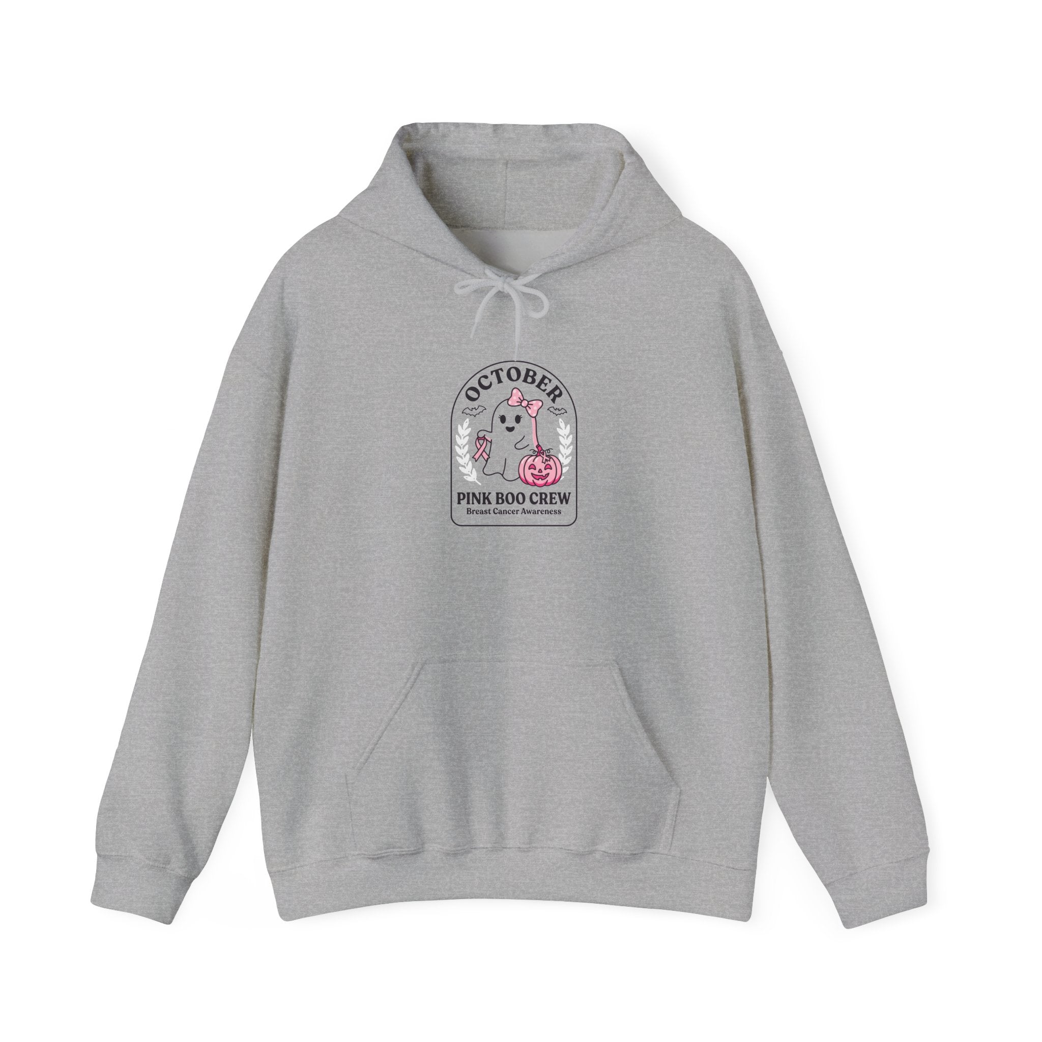 October Pink Dog Crew Hoodie | Breast Cancer Awareness Ribbon, Support Tee