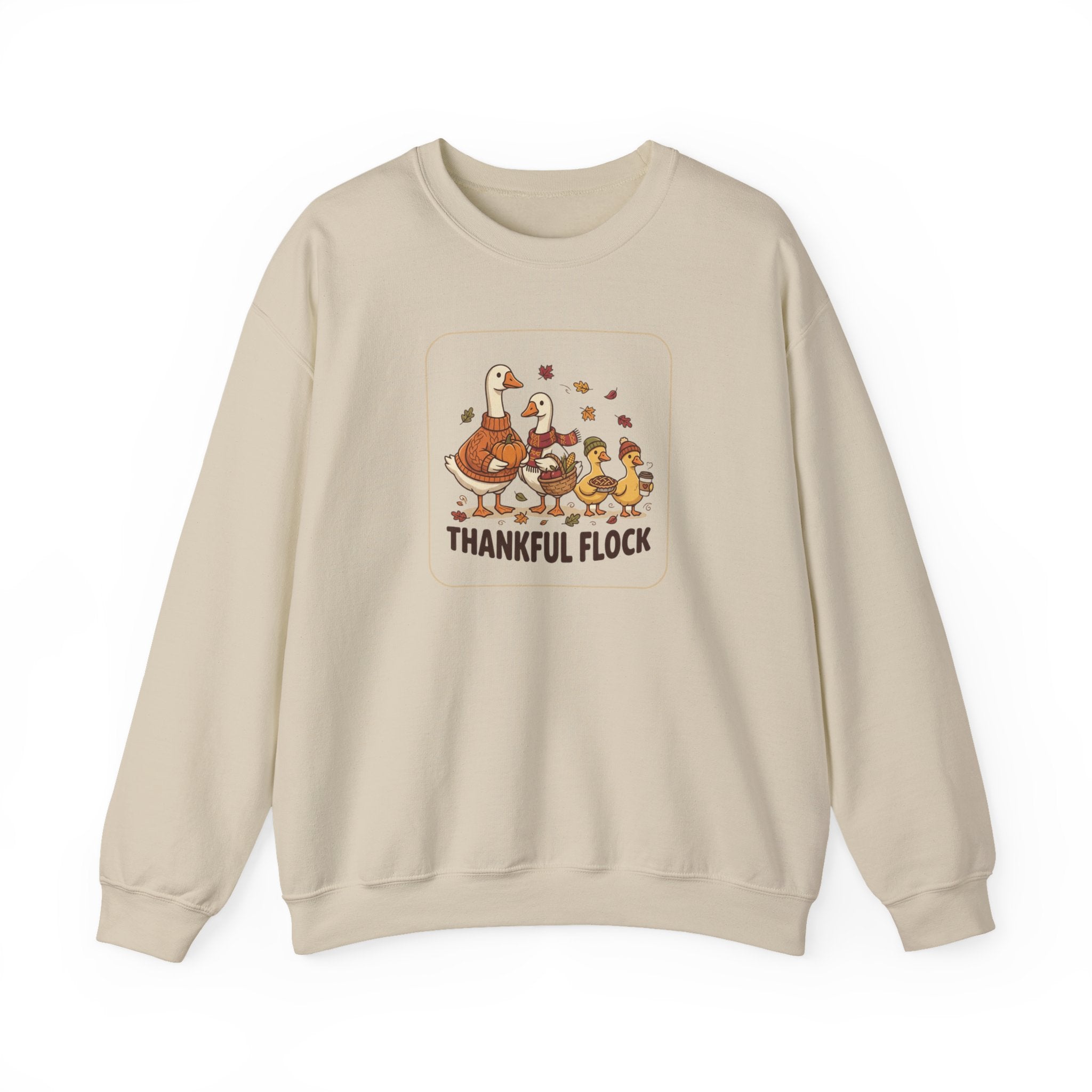Thankful Flock Crewneck Sweatshirt | Thanksgiving Turkey, Fall Foliage