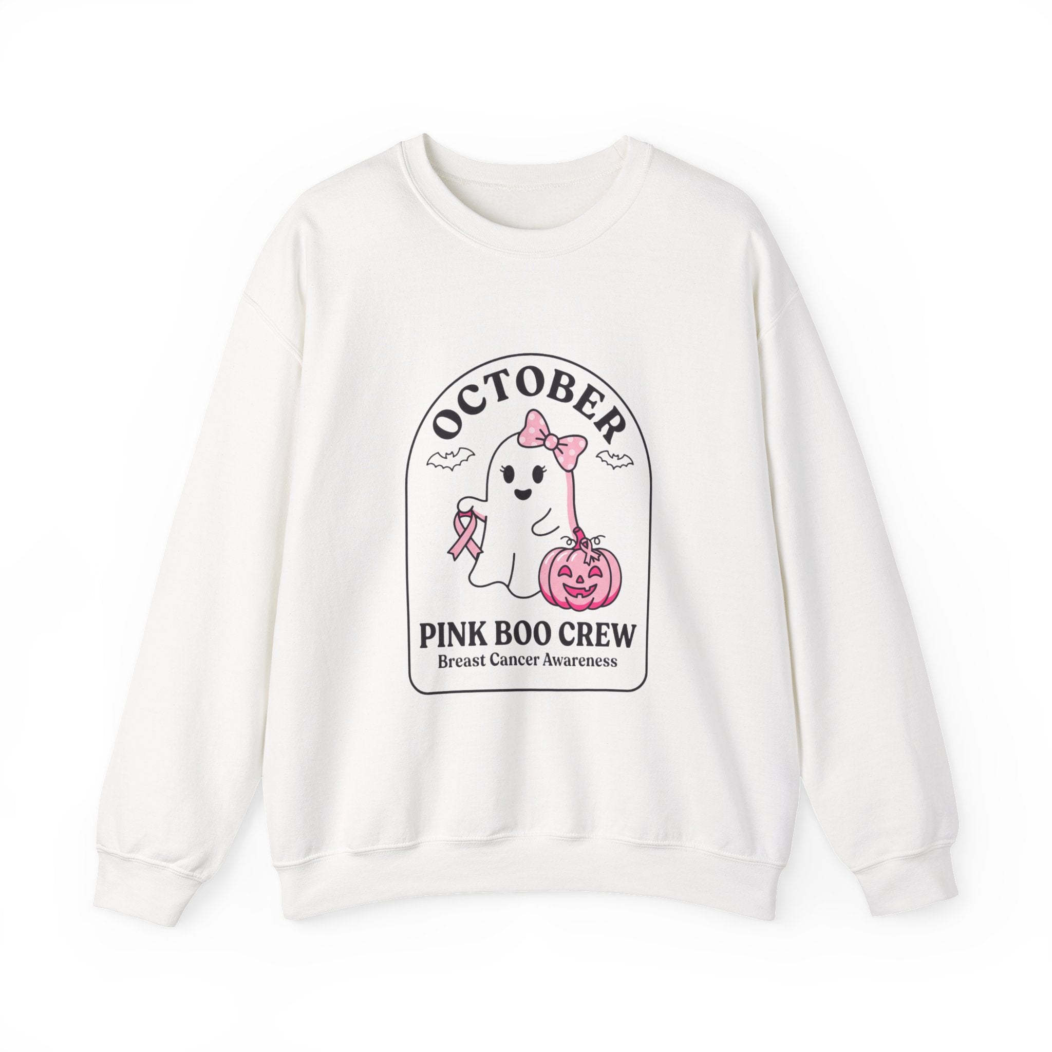 Pink Boo Crew Breast Cancer Awareness Sweatshirt | October ribbon, survivor support