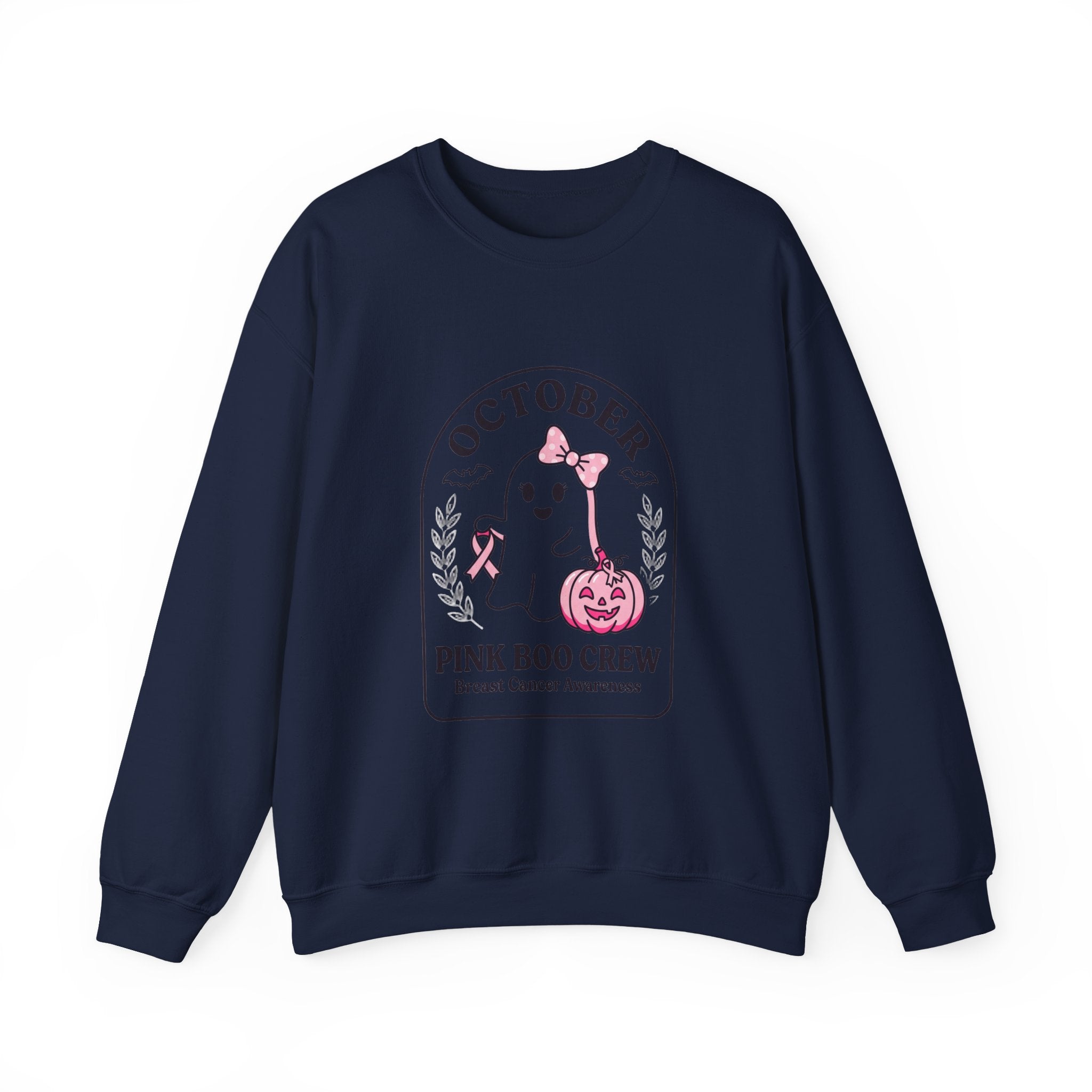 Pink Boo Crew Breast Cancer Awareness Sweatshirt | October ribbon, survivor support