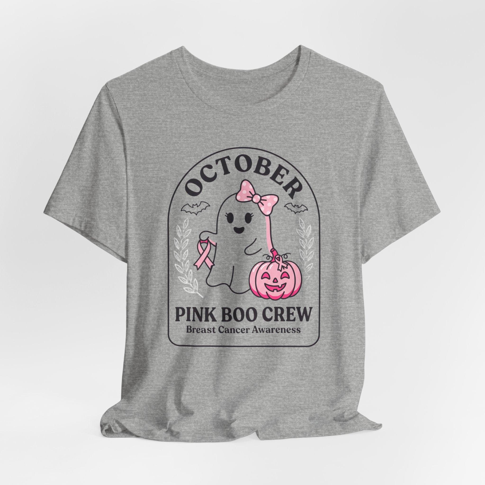 Pink Boo Crew Tee | Breast Cancer Awareness Ribbon, October Halloween Support
