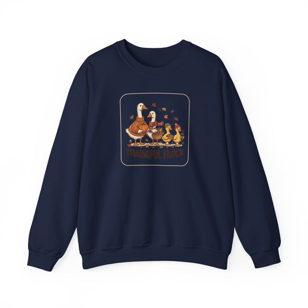 Thankful Flock Crewneck Sweatshirt | Thanksgiving Turkey, Fall Foliage