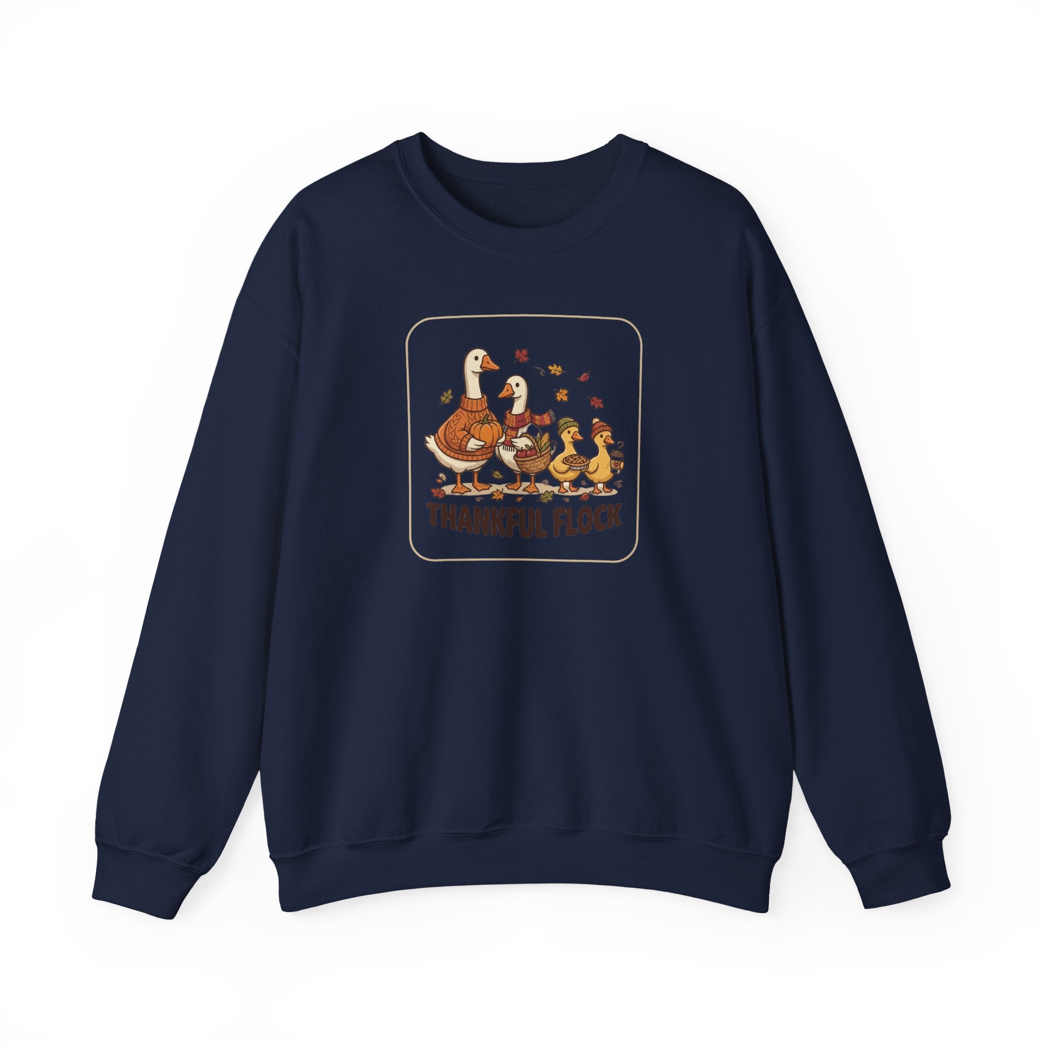 Thankful Flock Crewneck Sweatshirt | Thanksgiving Turkey, Fall Foliage