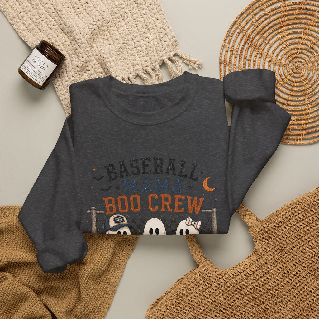 Baseball Mama Boo Crew Sweatshirt — Halloween Baseball Mom Pullover