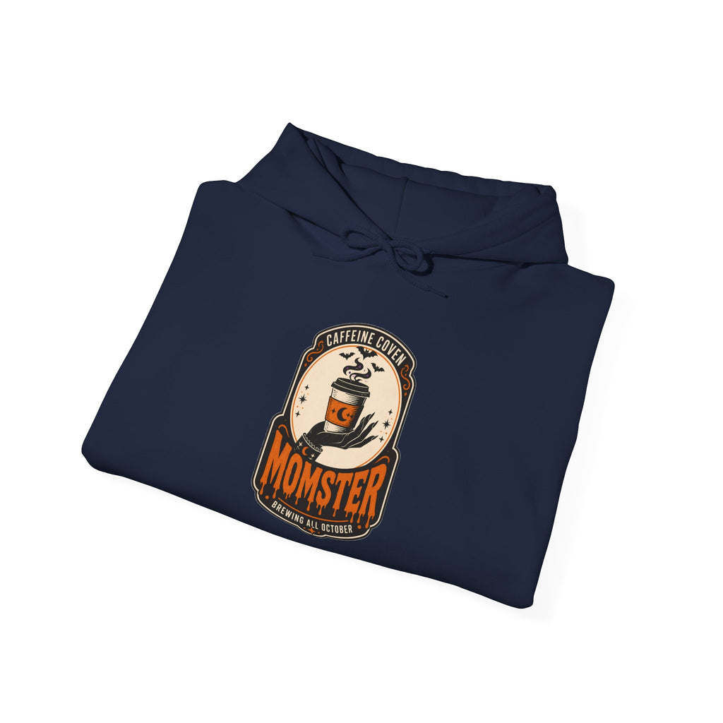 Momster Vampire Logo Hoodie | Halloween mom graphic, bats, distressed lettering