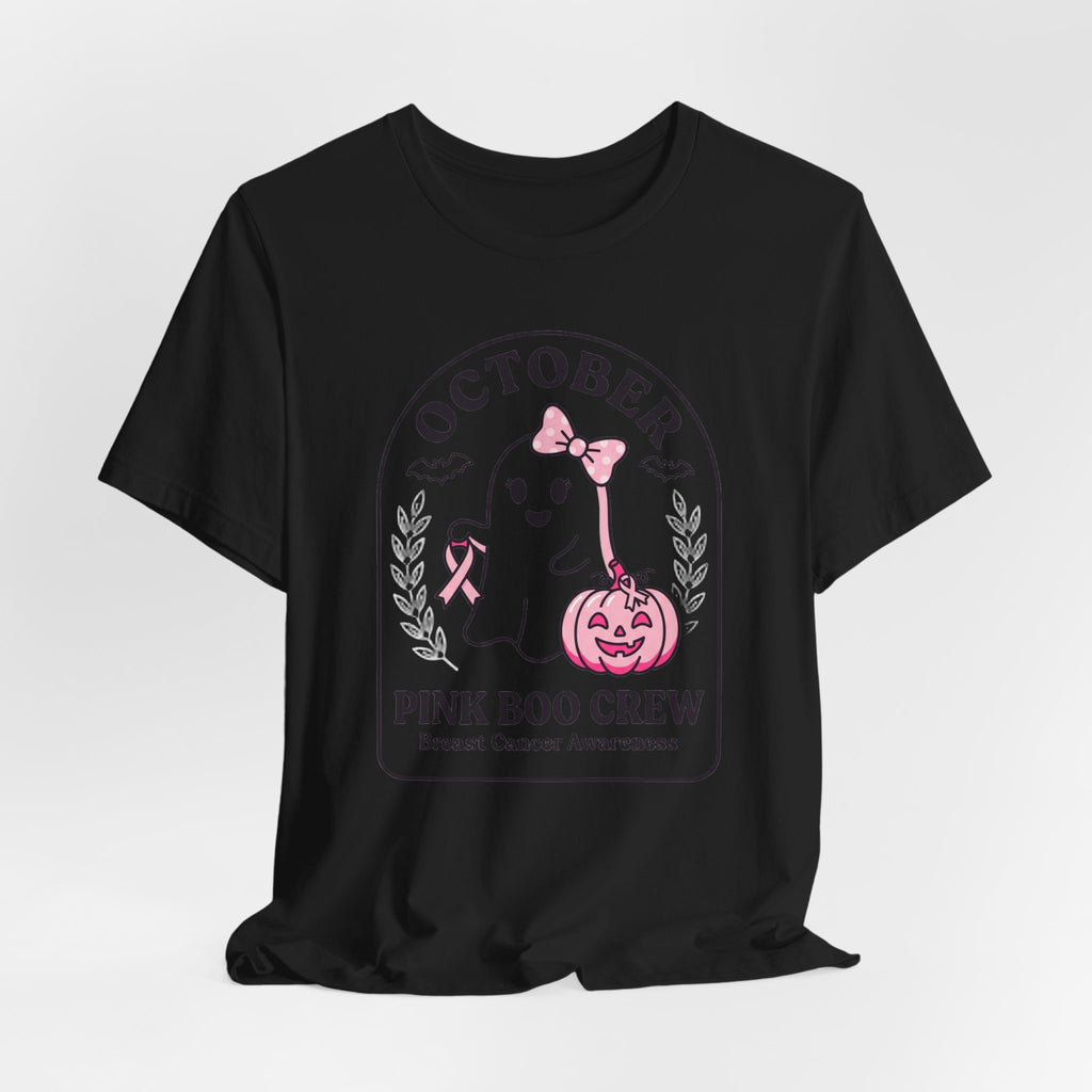 Pink Boo Crew Tee | Breast Cancer Awareness Ribbon, October Halloween Support