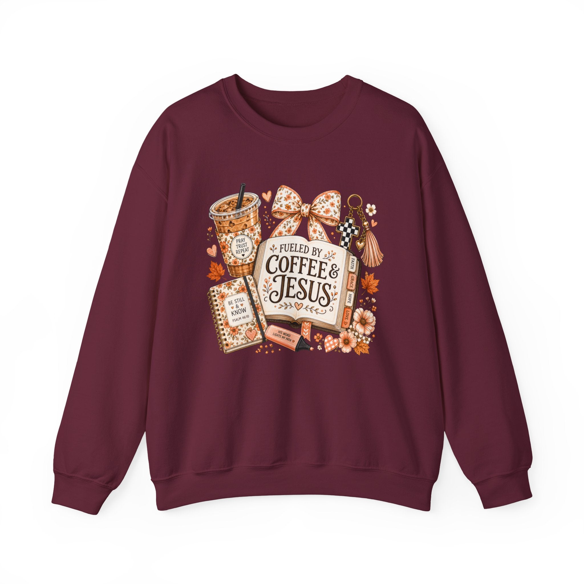 Christian Coffee Sweatshirt — "Fueled by Coffee & Jesus" Crewneck