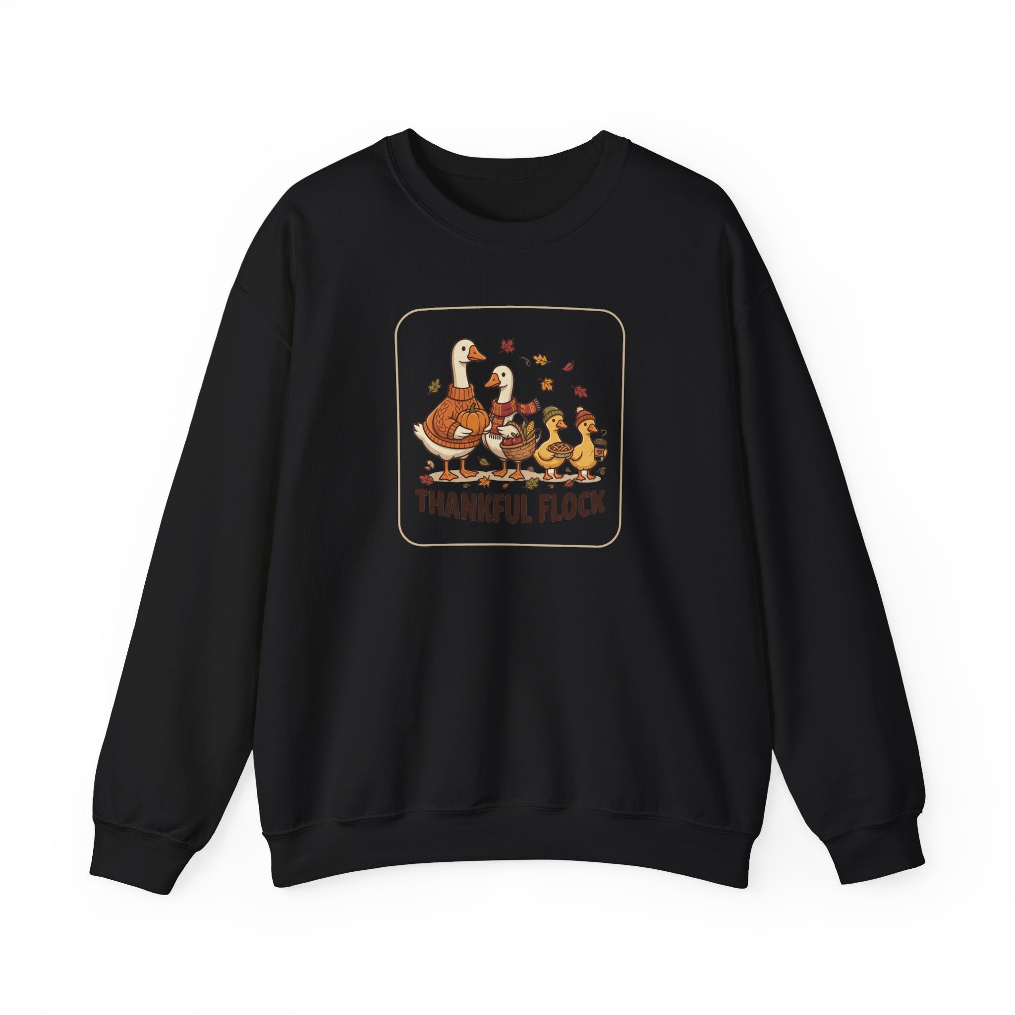 Thankful Flock Crewneck Sweatshirt | Thanksgiving Turkey, Fall Foliage