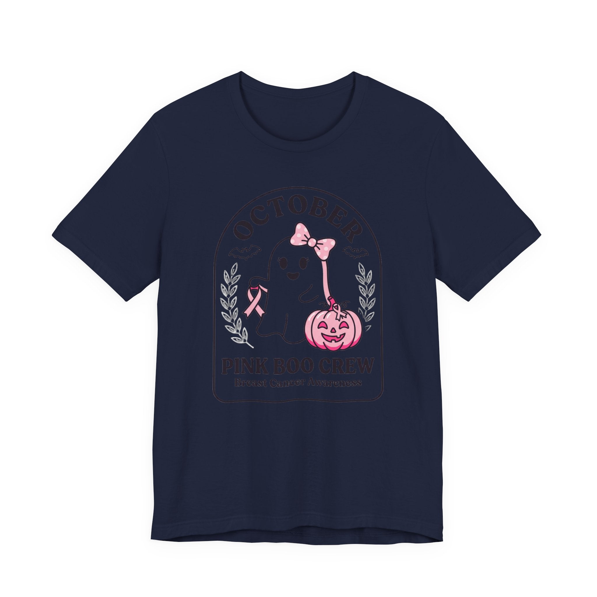 Pink Boo Crew Tee | Breast Cancer Awareness Ribbon, October Halloween Support