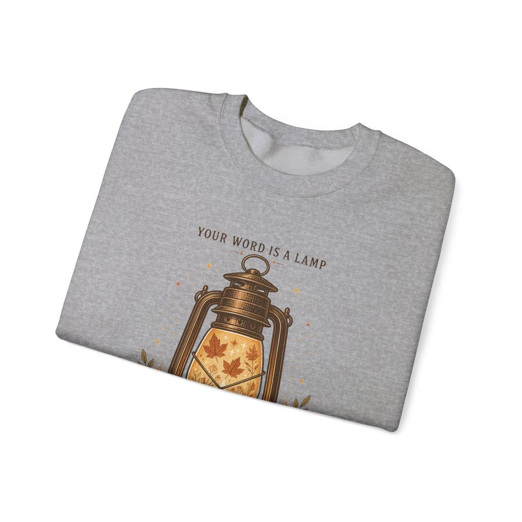 Your Word Is a Lamp Crewneck Sweatshirt | Christian Autumn, Fall Leaves