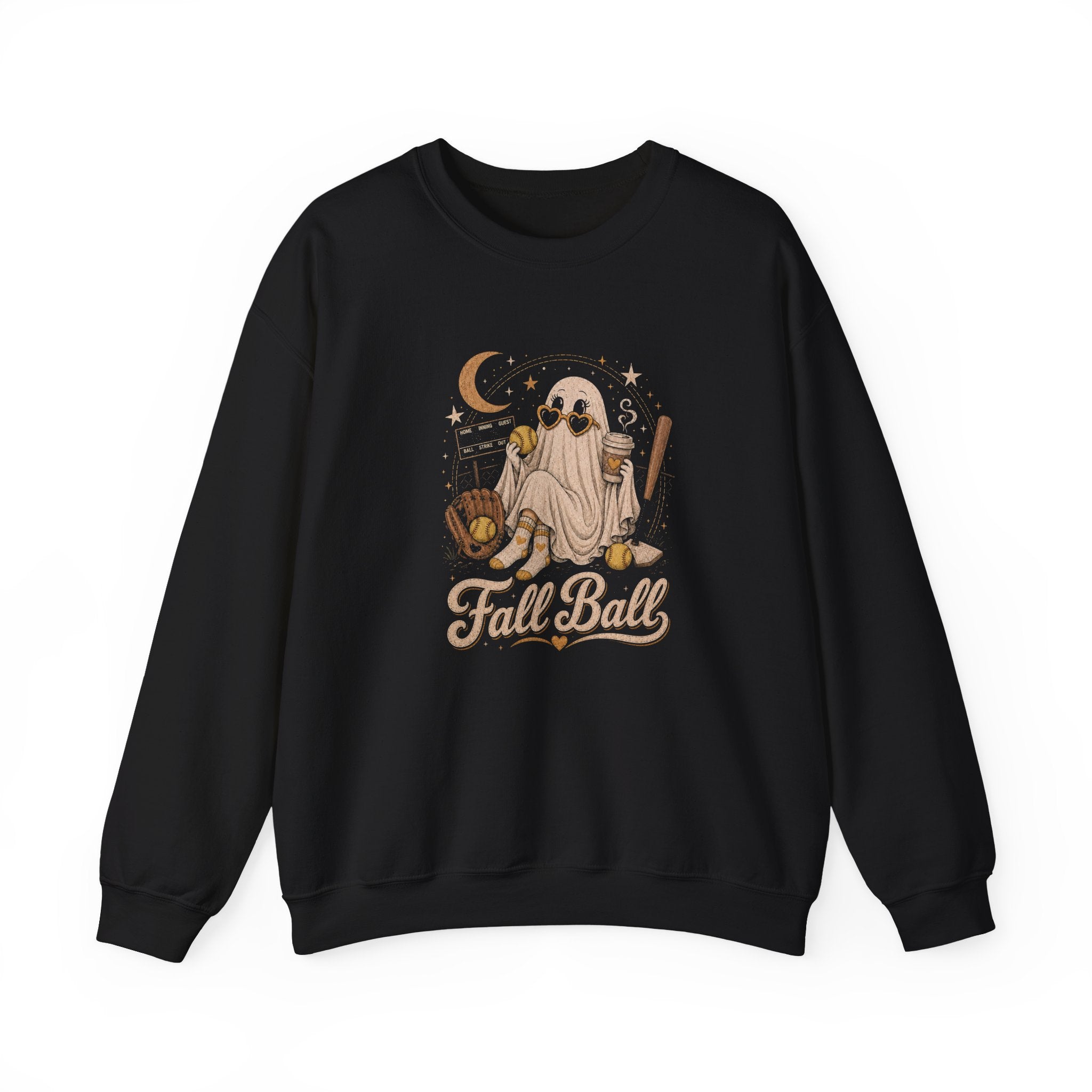 Fall Ball Ghost Sweatshirt — Cute Halloween Crewneck for Fall Baseball Fans