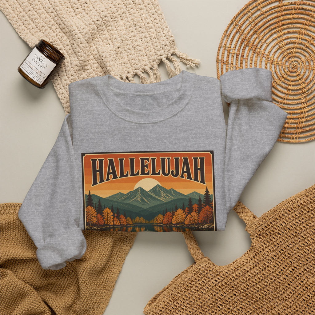 Hallelujah Mountain Harvest Crewneck Sweatshirt | Christian Autumn, Fall Leaves