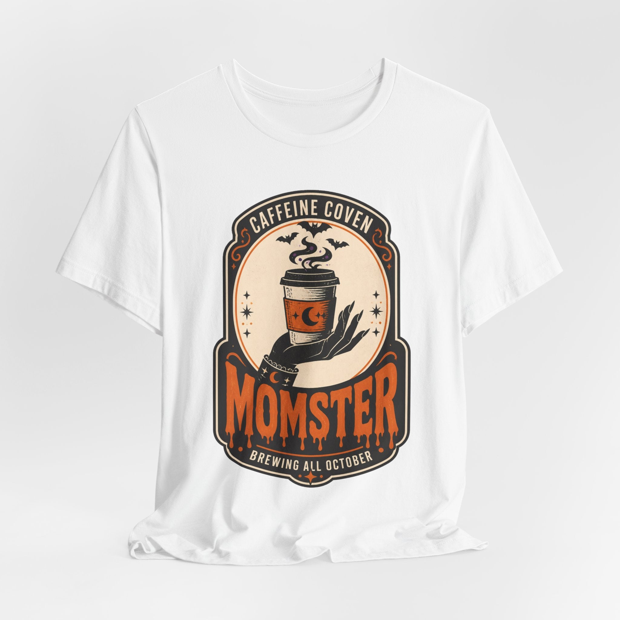 Momster Caffeine Coven Tee | Halloween Mom shirt, spooky coffee graphic
